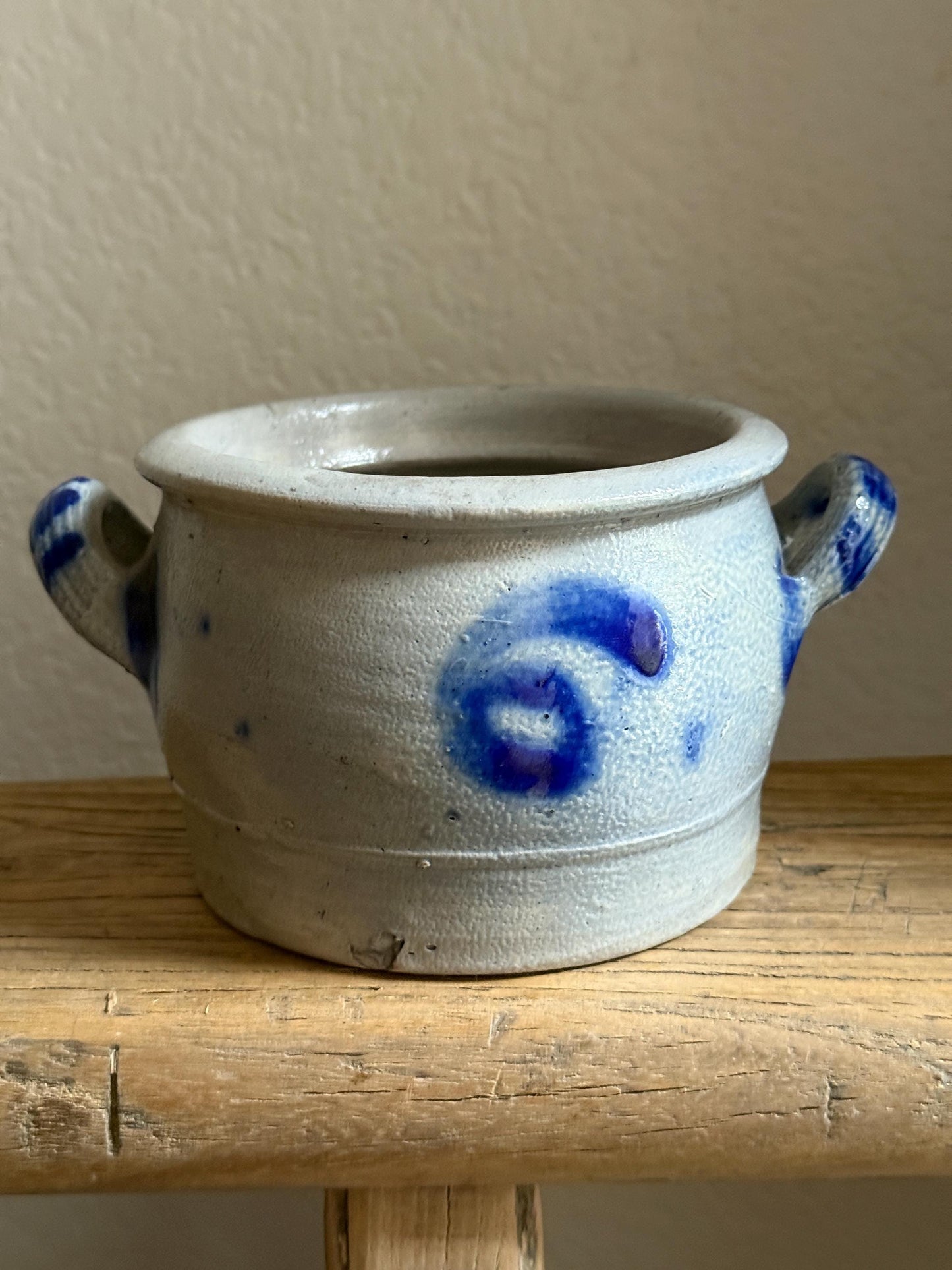 Vintage French Confit Pot Alsace Blue Glaze