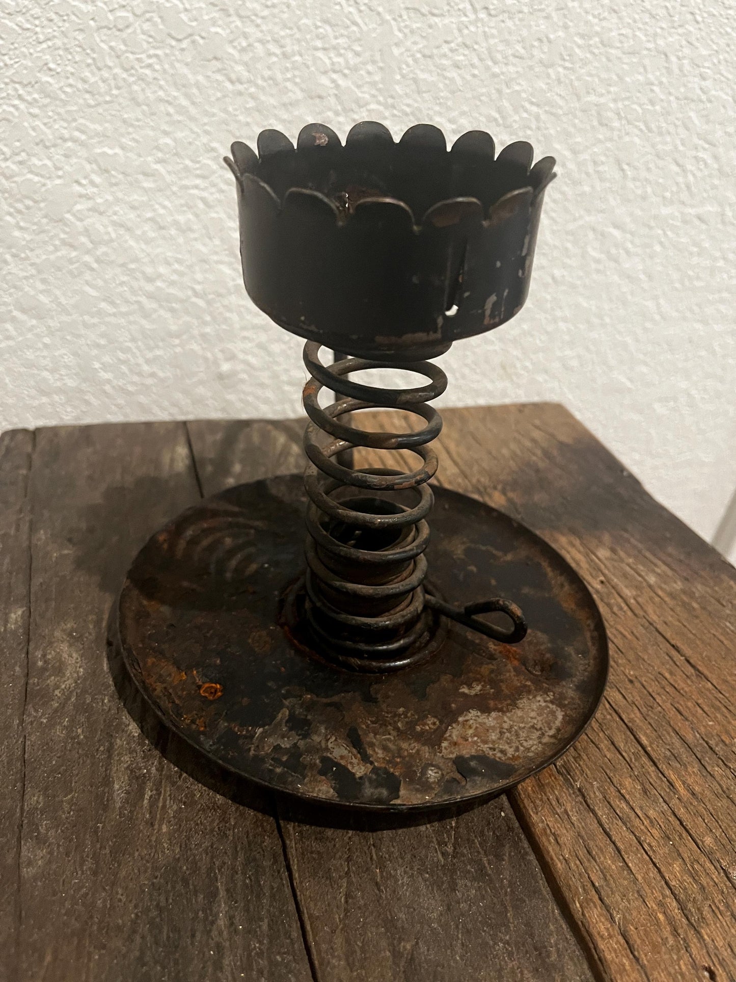 Antique Wrought Iron Courting Candlestick Holder