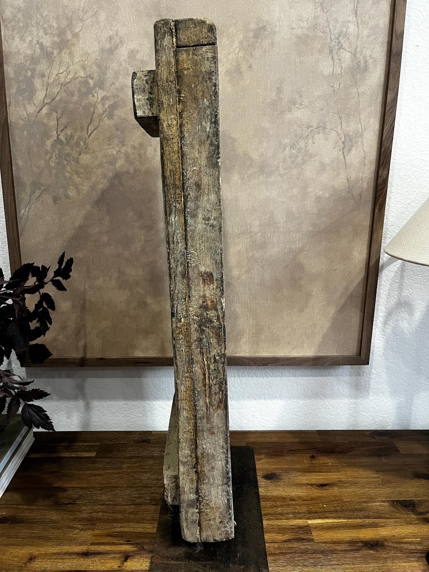 Vintage Wooden Concrete Mold on Iron Stand