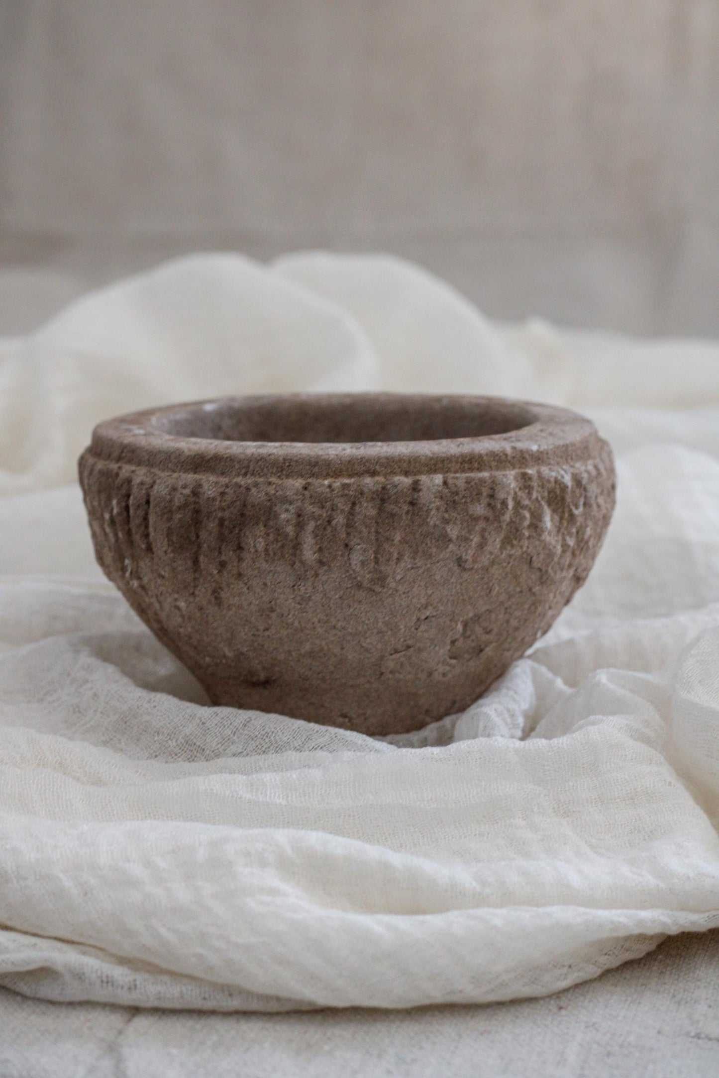 Vintage Carved Stone Mortar