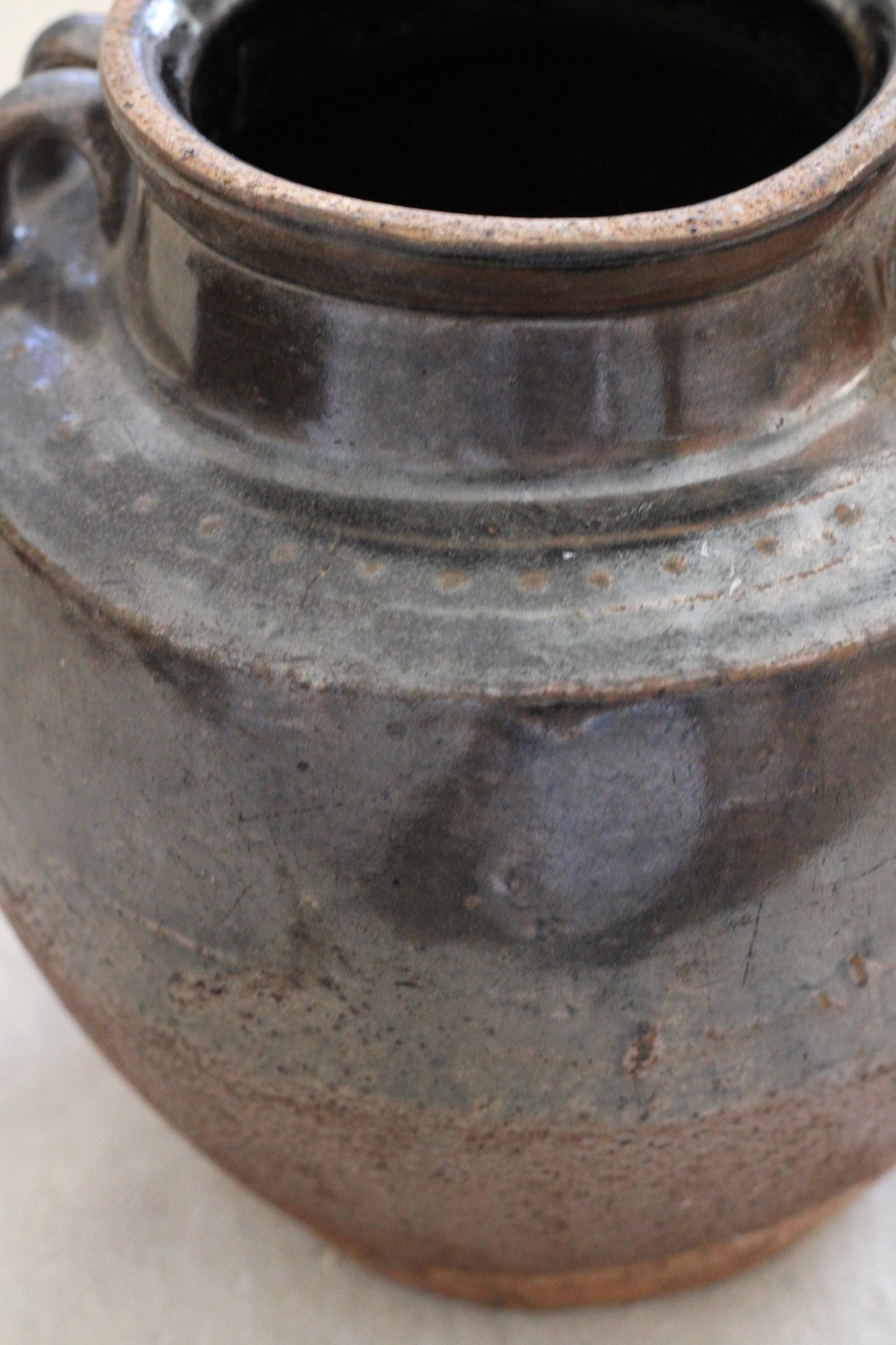 Vintage Glazed Four Handle Pot