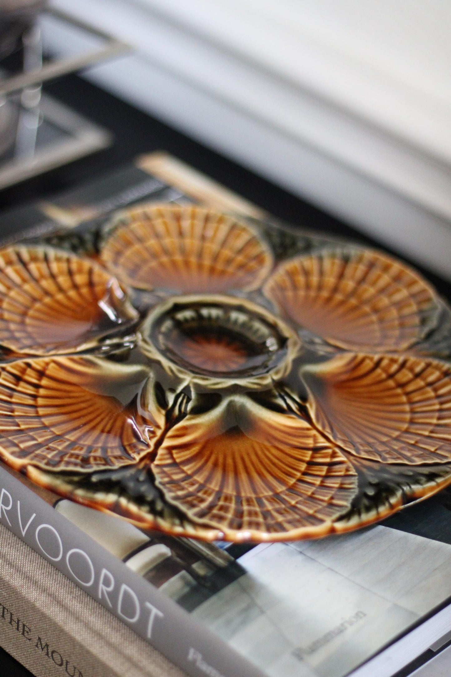 Vintage French Oyster Plate Sarreguemines Majolica