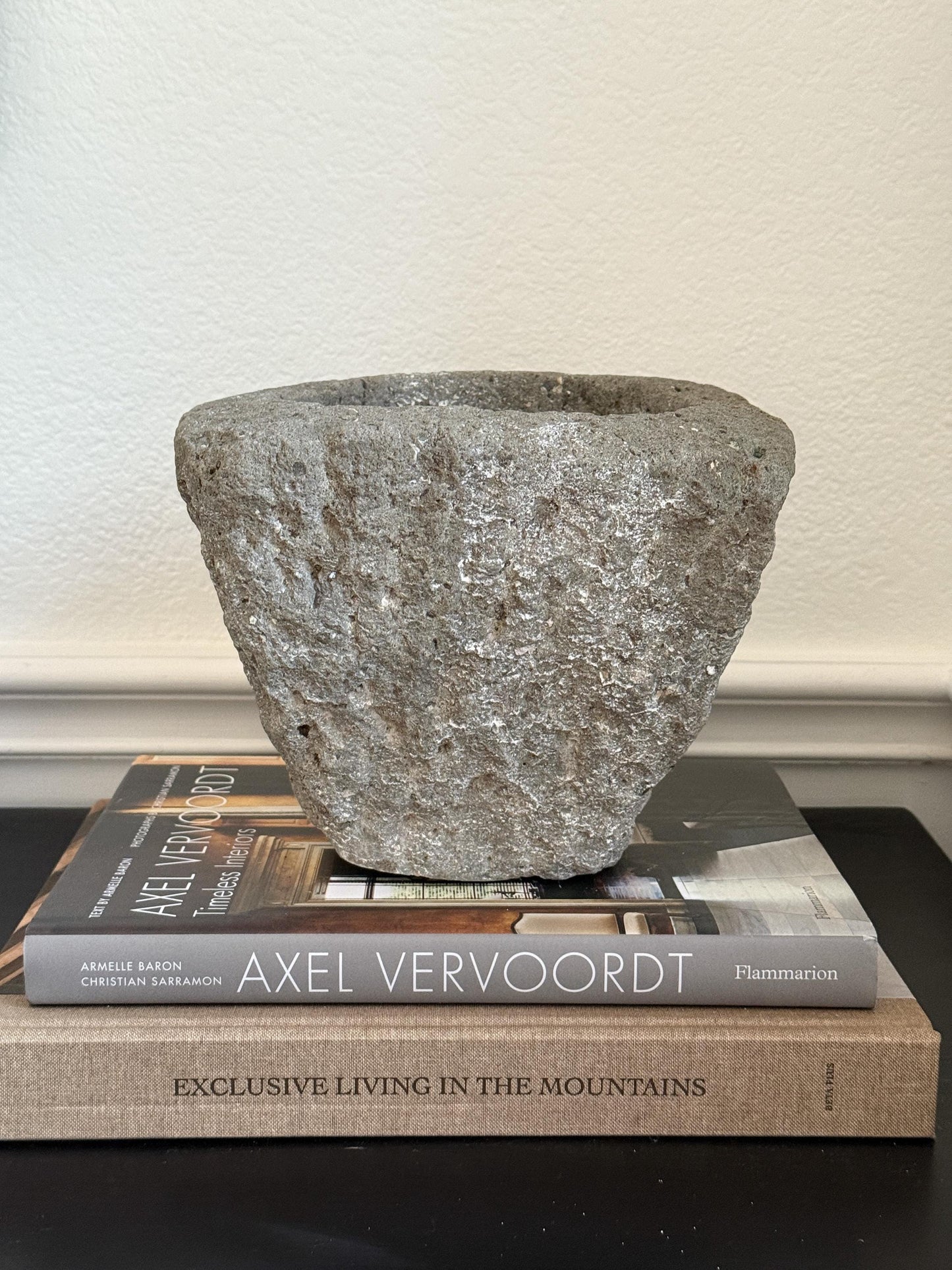 Large Vintage Stone Mortar Planter