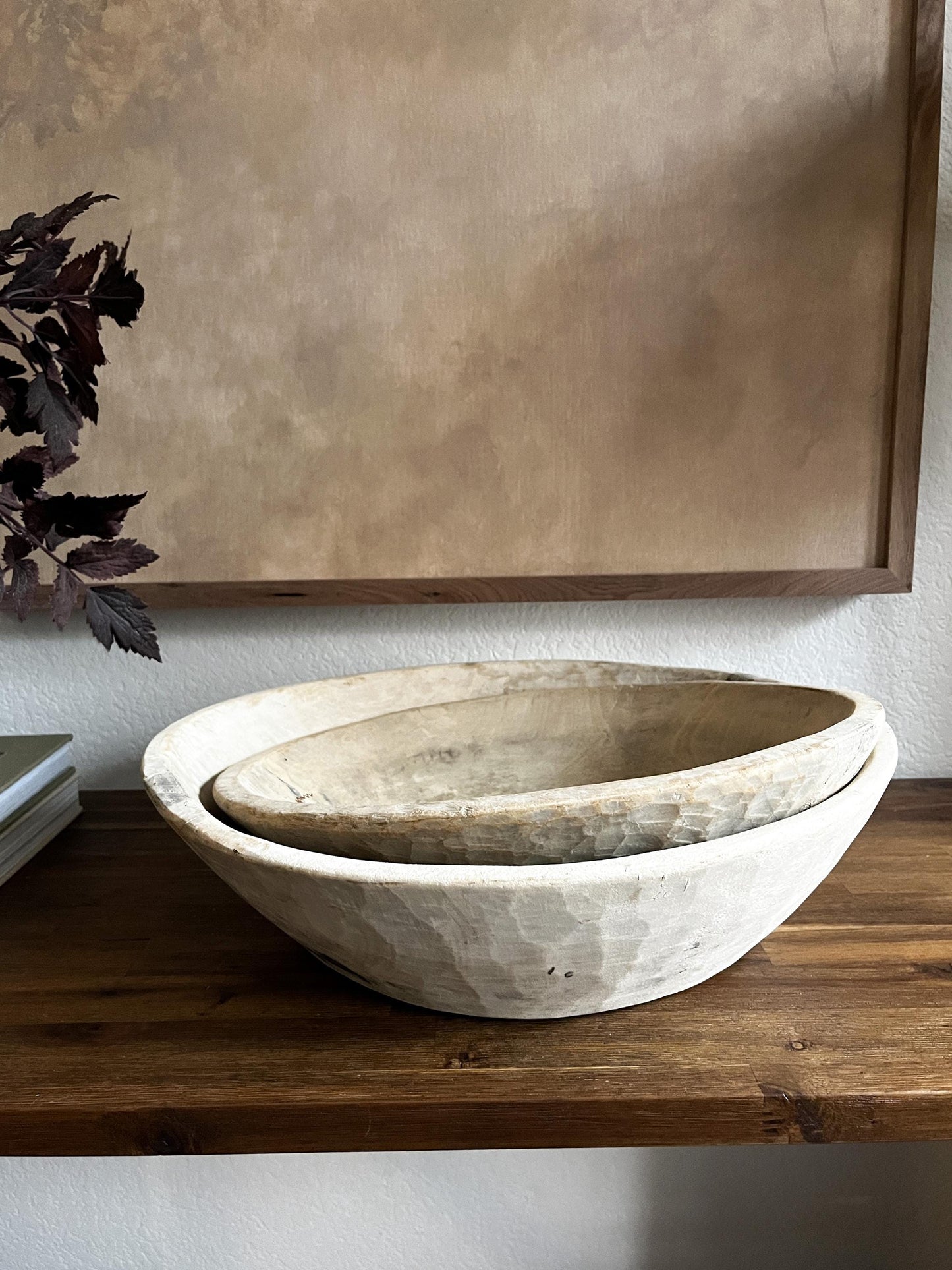 Large Rustic Wood Dough Bowl