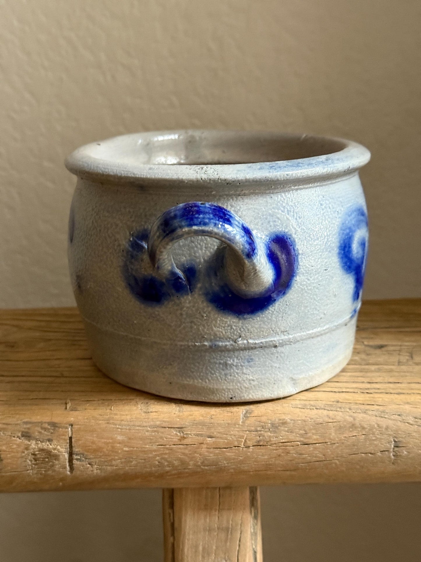 Vintage French Confit Pot Alsace Blue Glaze