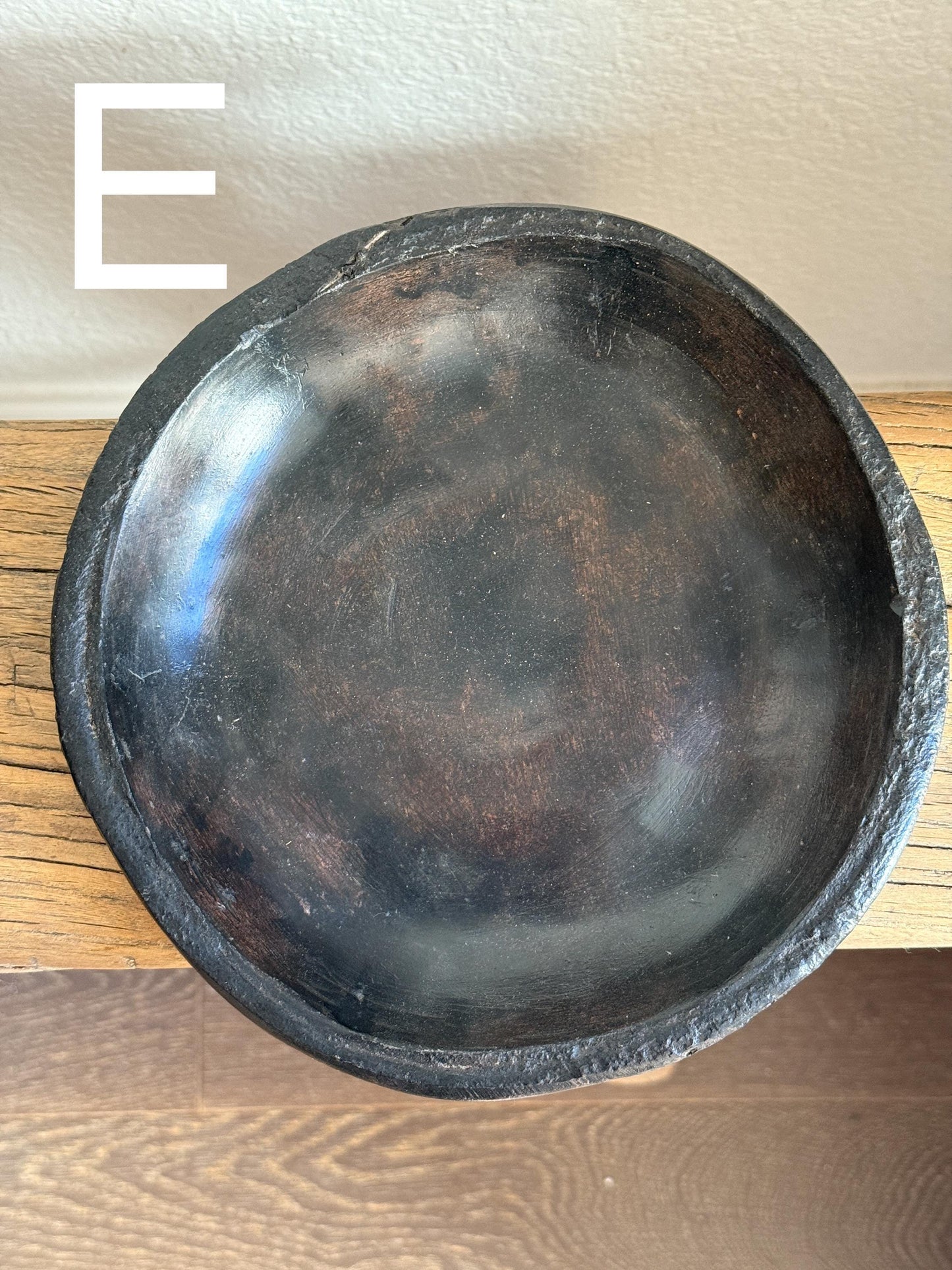Vintage Stone Black Bowl Hand Carved Plate
