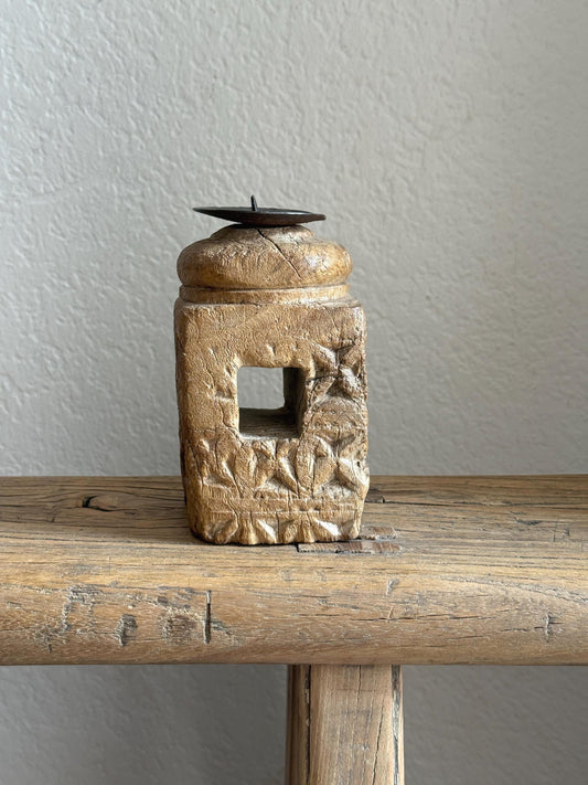 Vintage Carved Wooden Paga Candle Holder