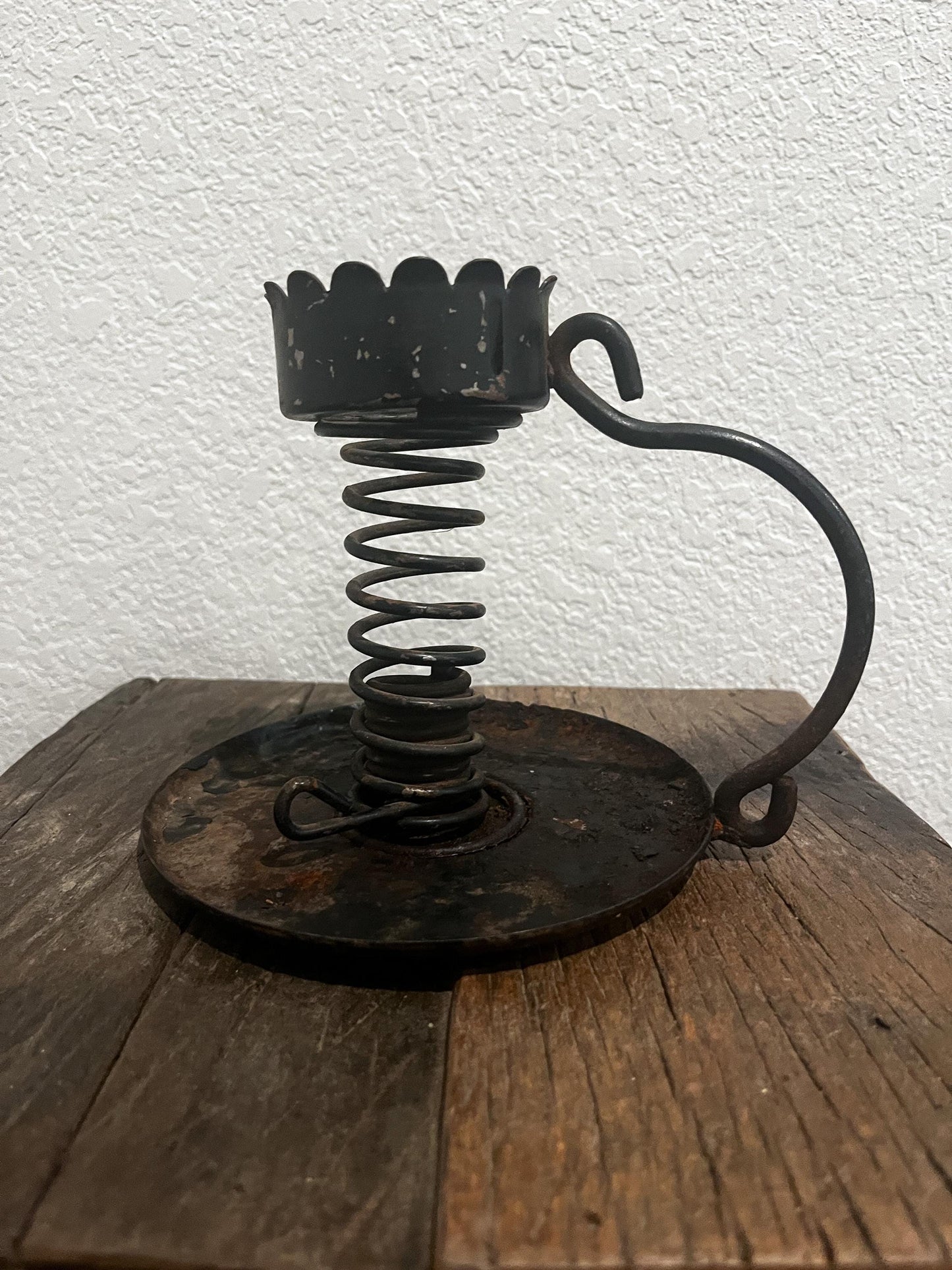 Antique Wrought Iron Courting Candlestick Holder