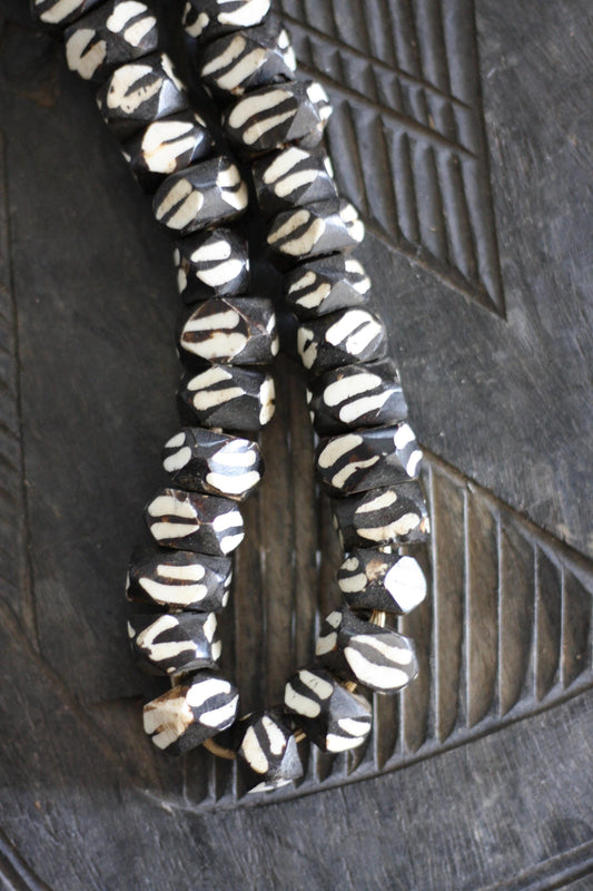 Vintage African Batik Bone Bead Strand