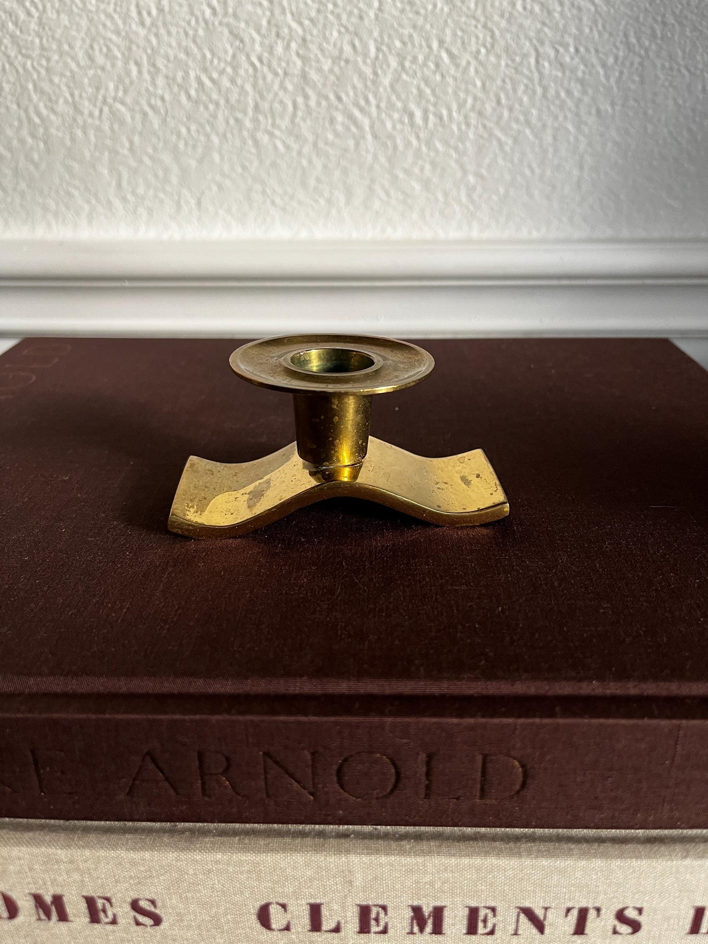 Vintage Wavy Brass Candleholder MCM