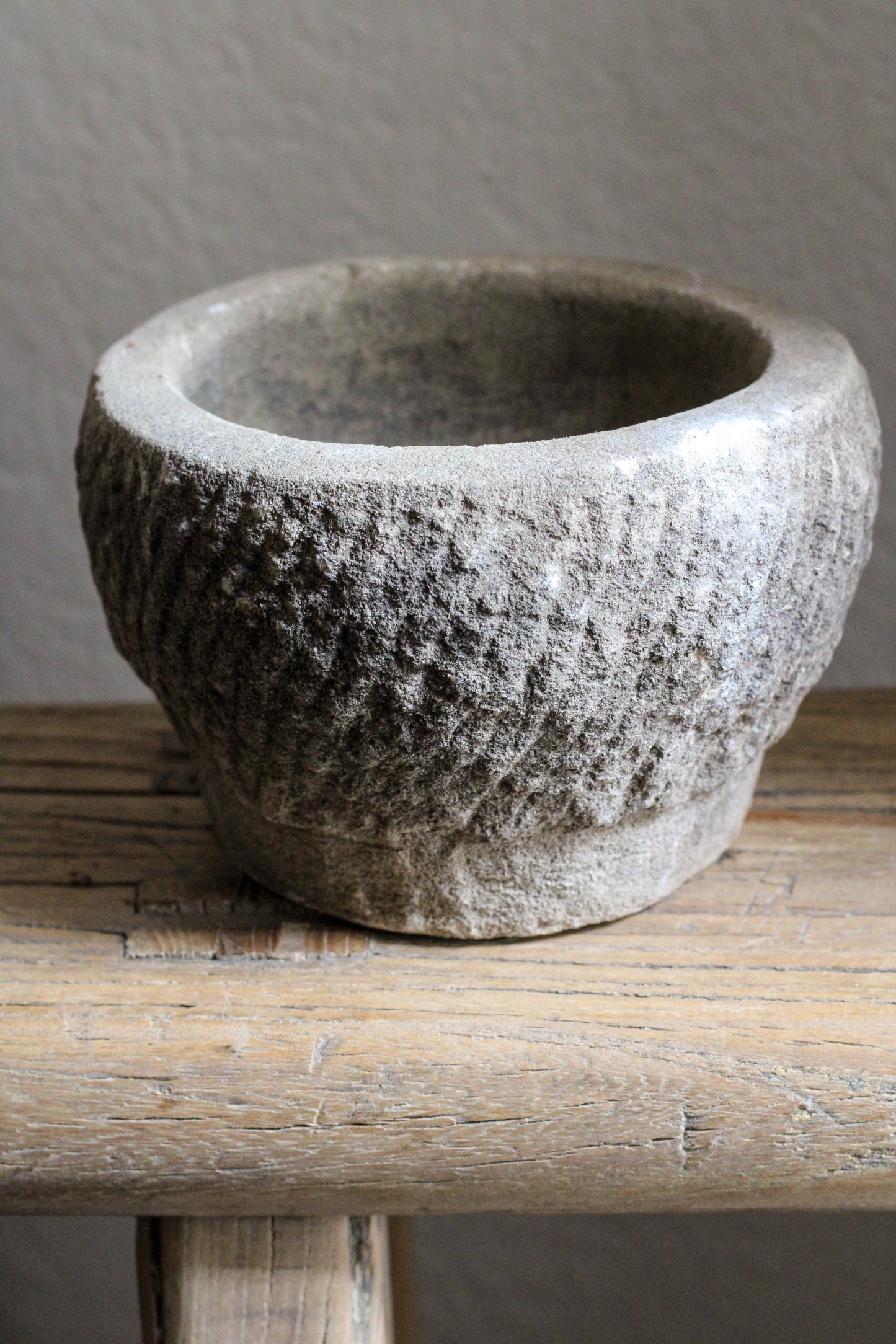 Vintage Carved Stone Mortar
