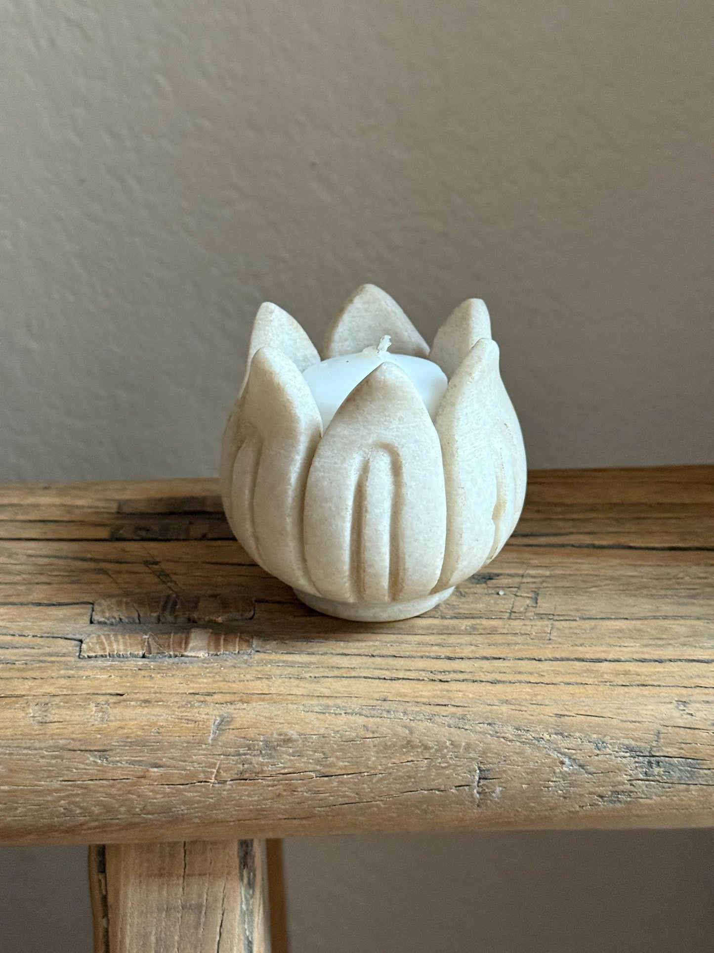 Small Marble Lotus Flower Candle Holder