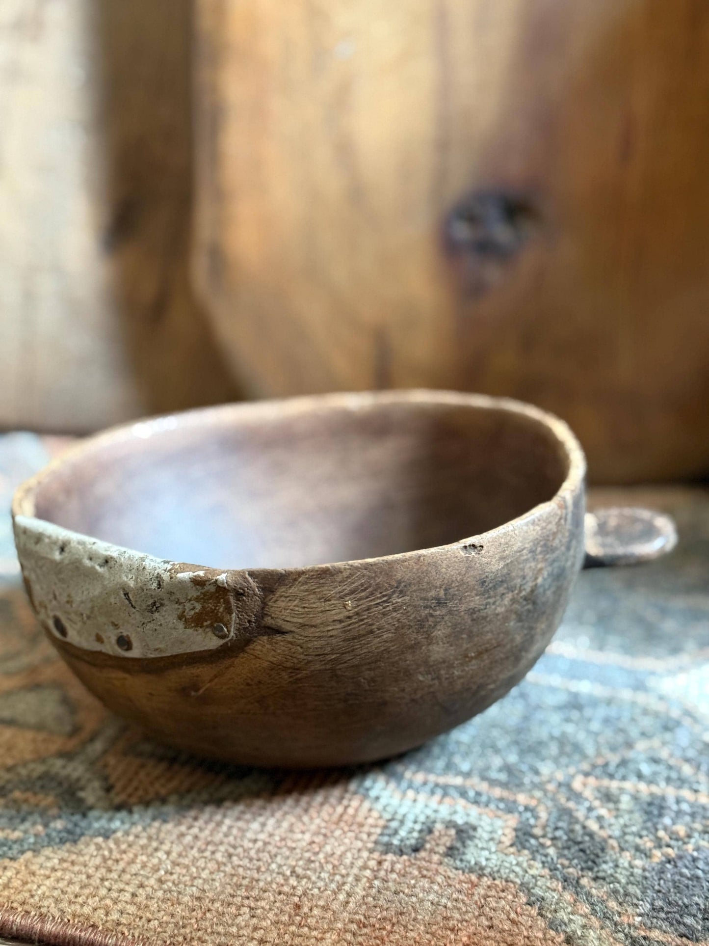 Vintage African Wooden Hand Carved Bowl