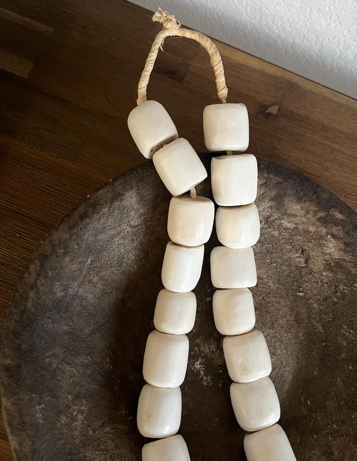 Vintage African Bead Strand Jumbo White Bone
