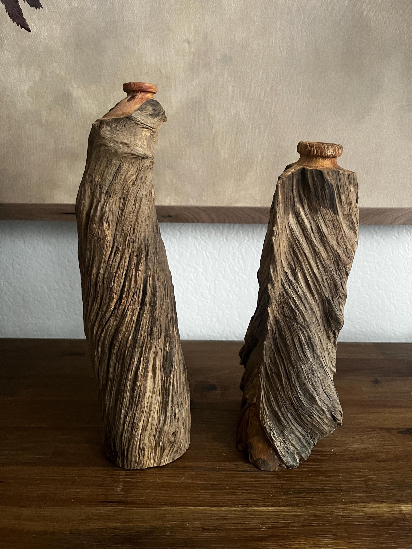 Vintage Carved Wood Cloud Vase