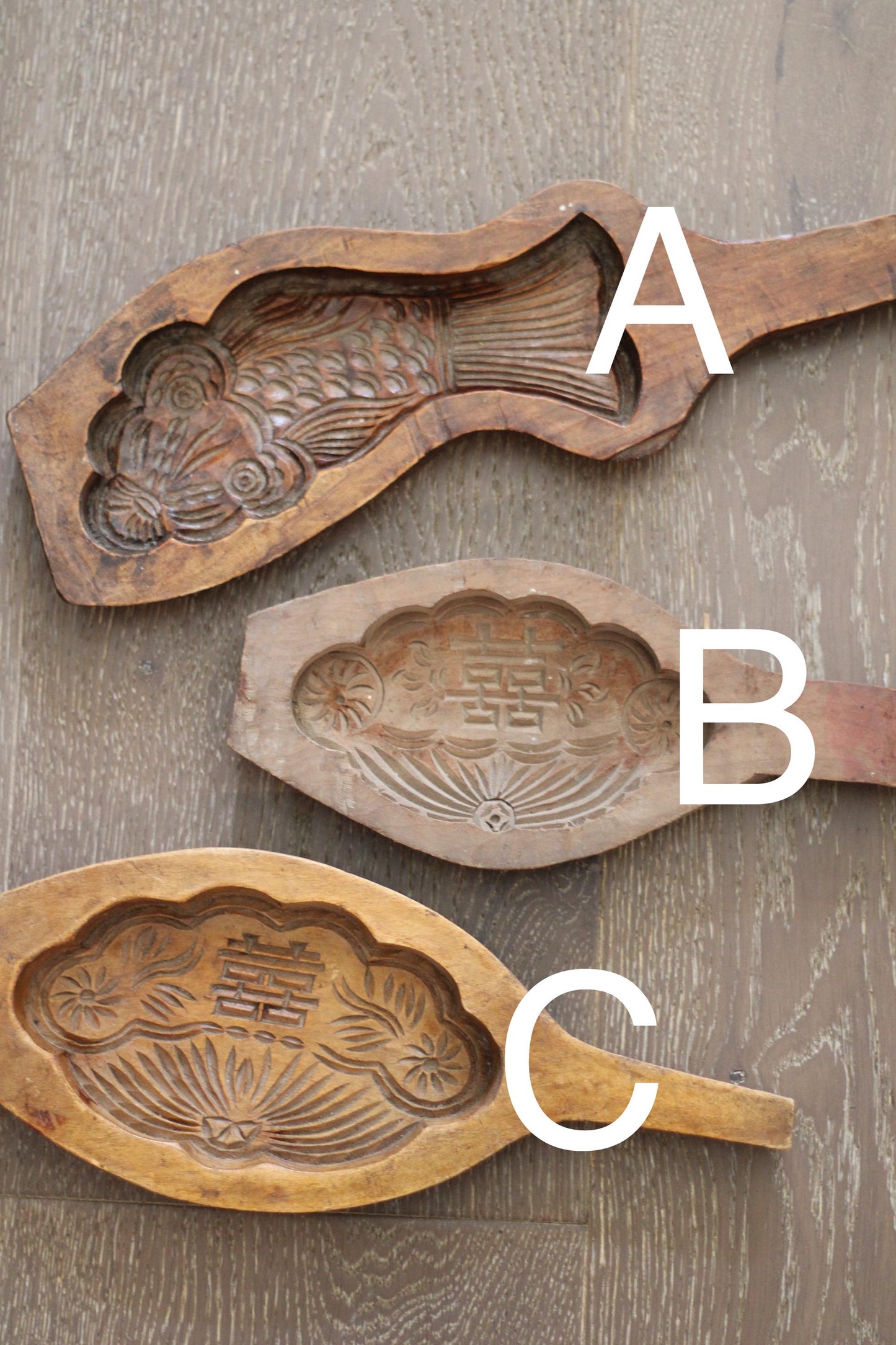 Antique Wood Carved Mooncake Cookie Mold