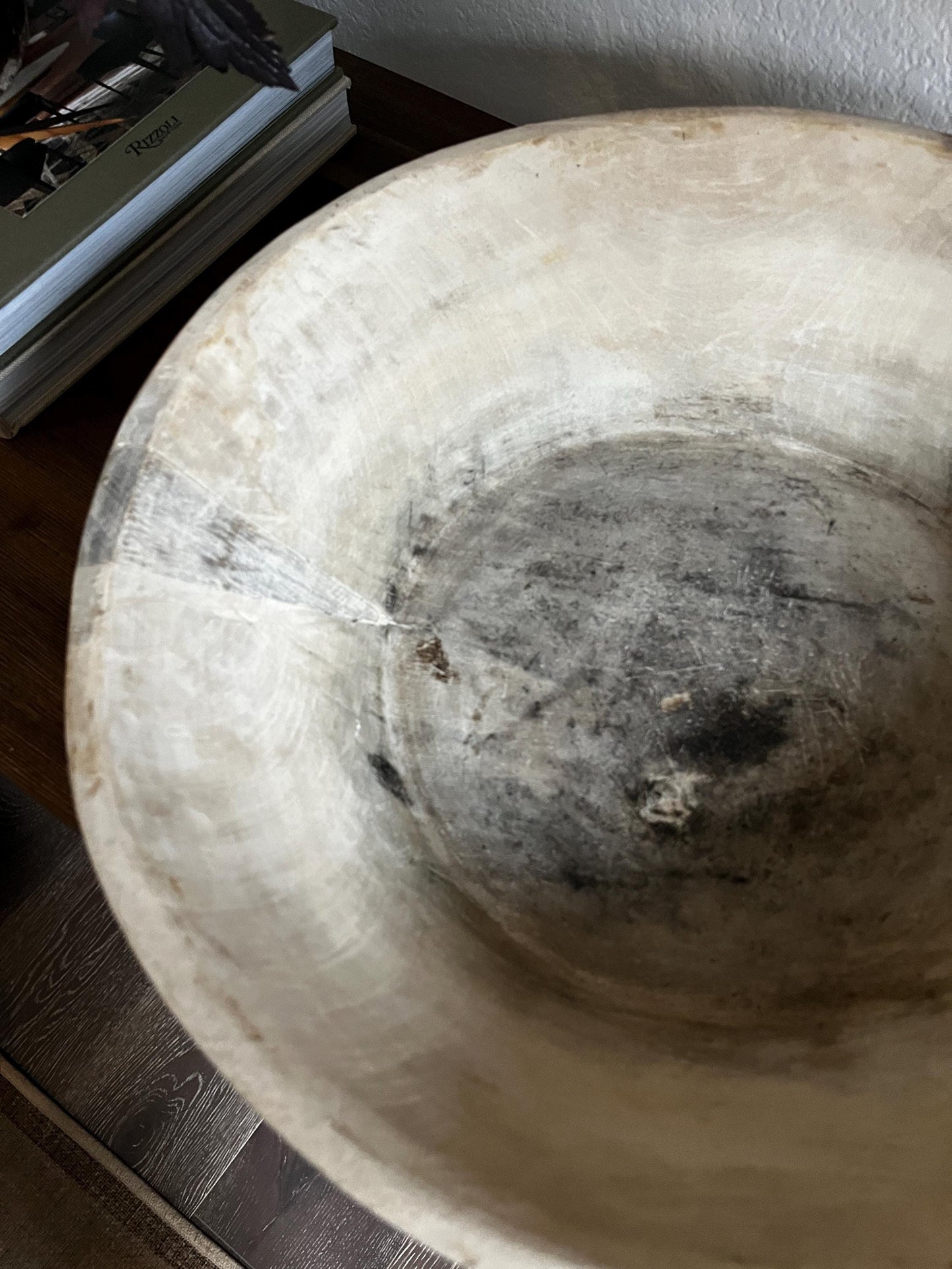Large Rustic Wood Dough Bowl