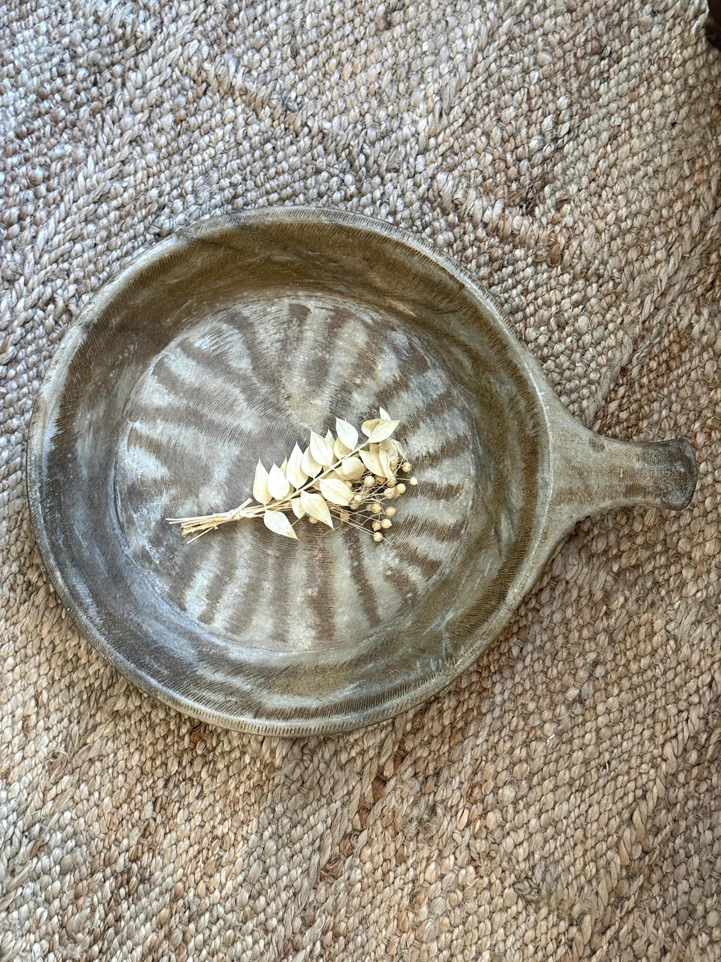 Large Antique Stone Parat Tray with Handle