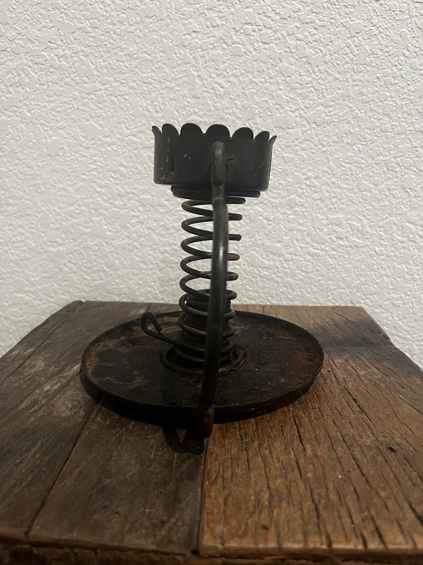 Antique Wrought Iron Courting Candlestick Holder