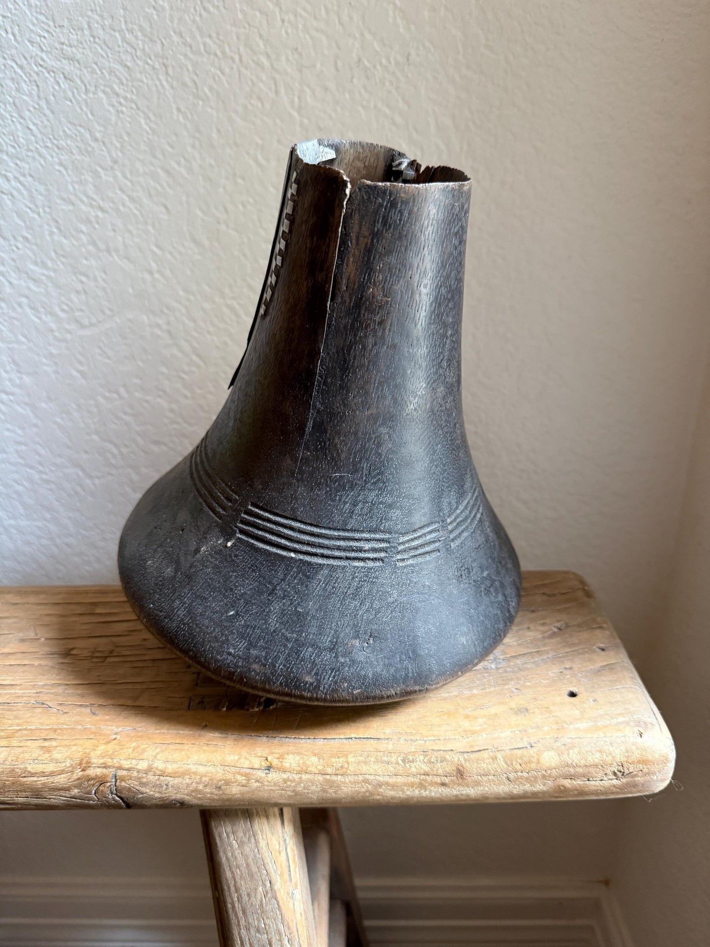 Vintage African Hand Carved Wooden Hima Milk Jug