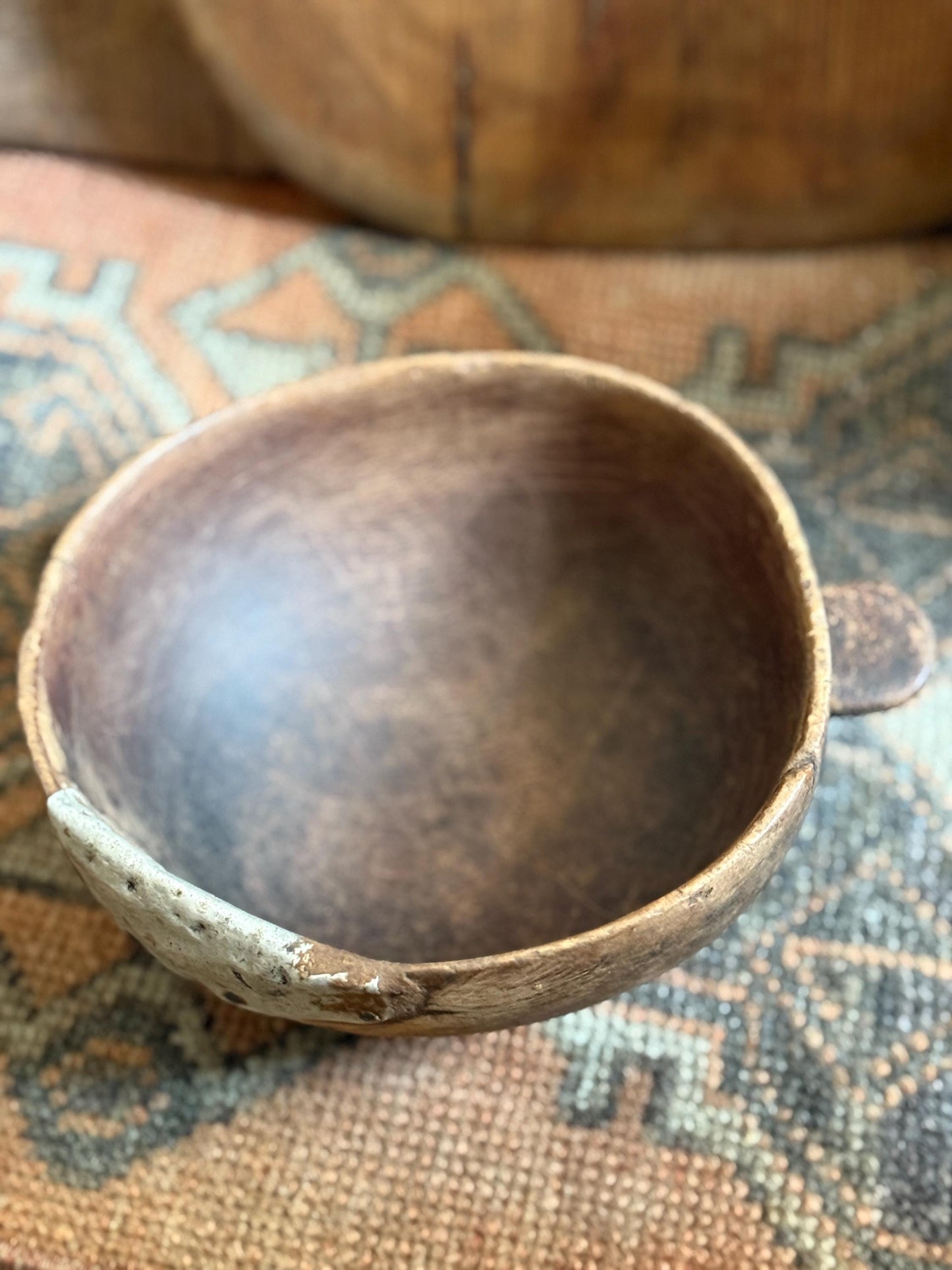 Vintage African Wooden Hand Carved Bowl