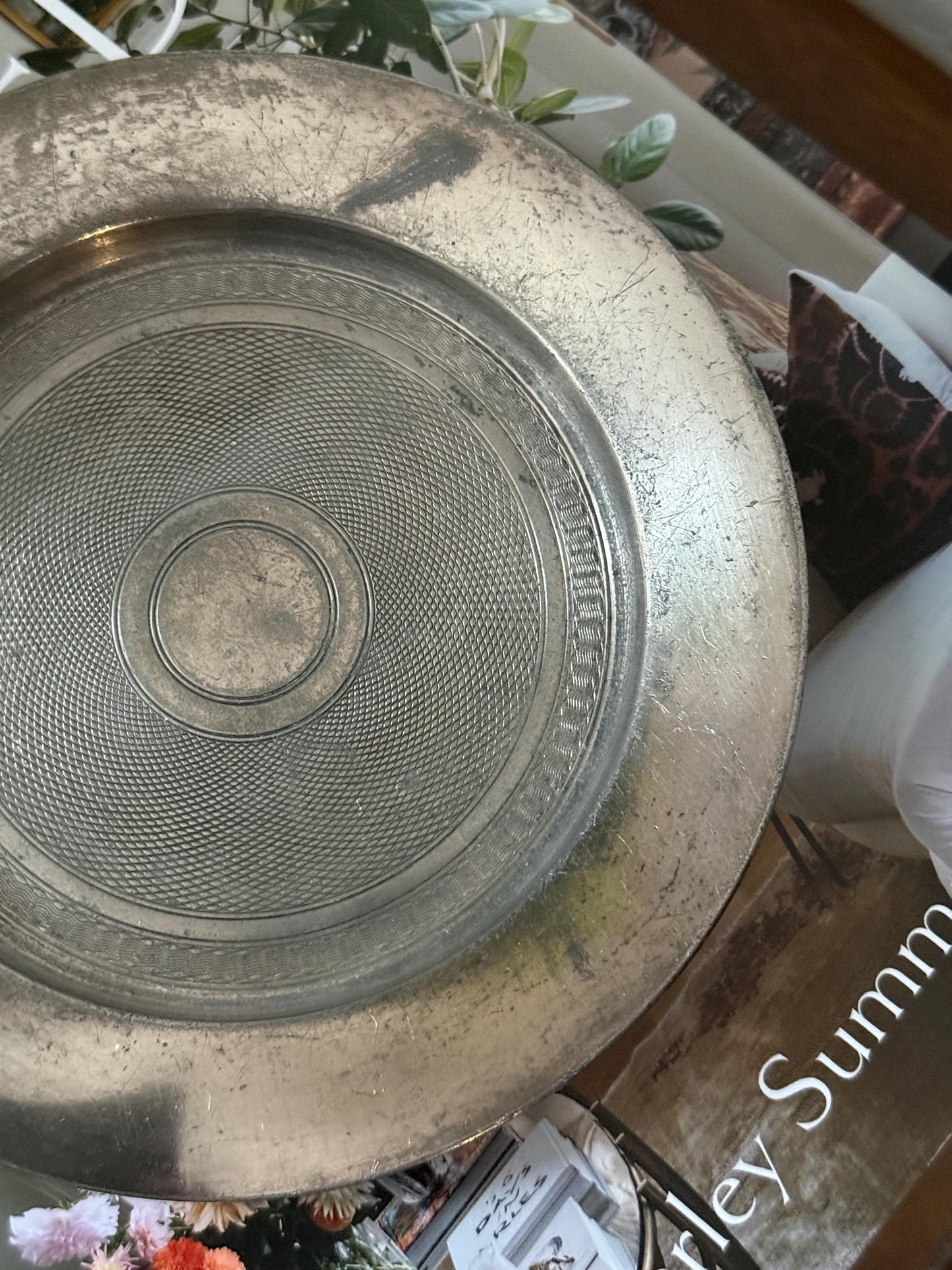 Vintage Silver Plate Round Tray
