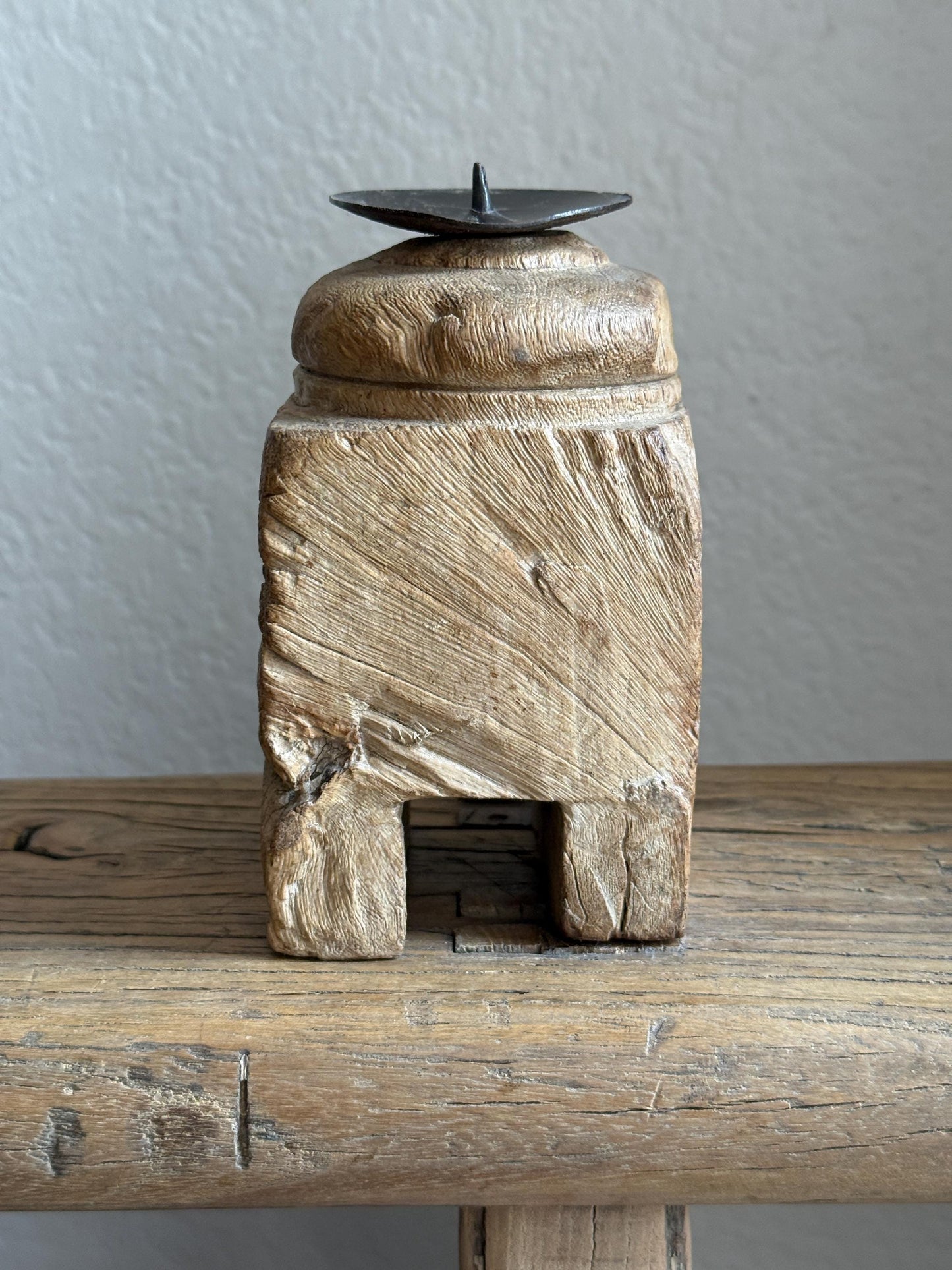 Vintage Carved Wooden Paga Candle Holder