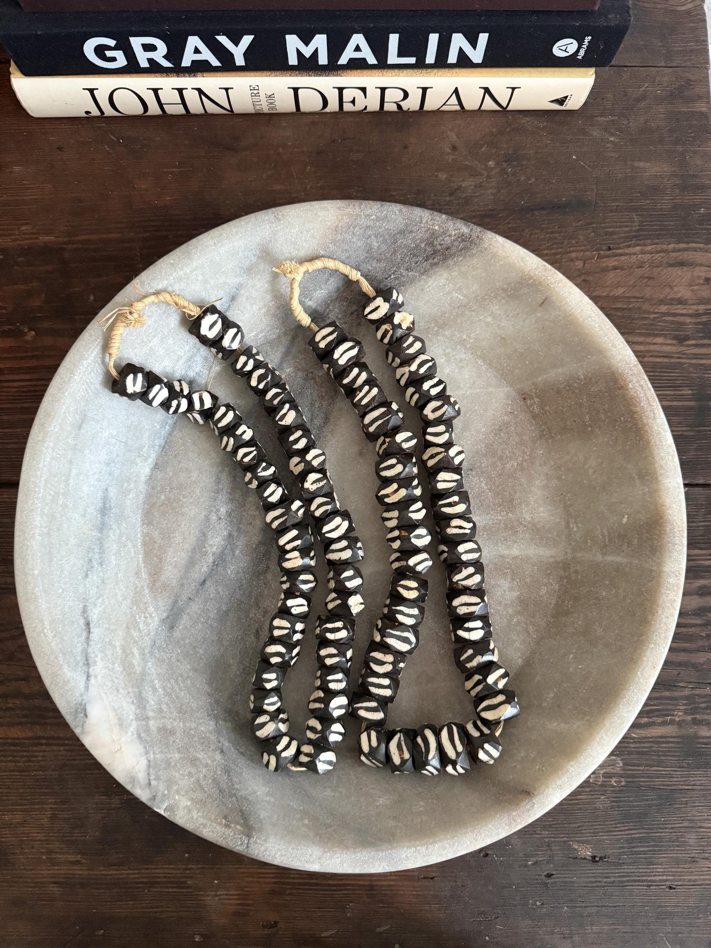 Vintage African Batik Bone Bead Strand