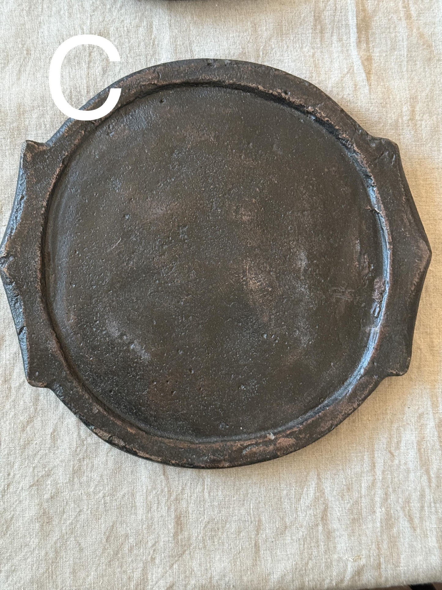 Vintage Stone Black Bowl Hand Carved Plate