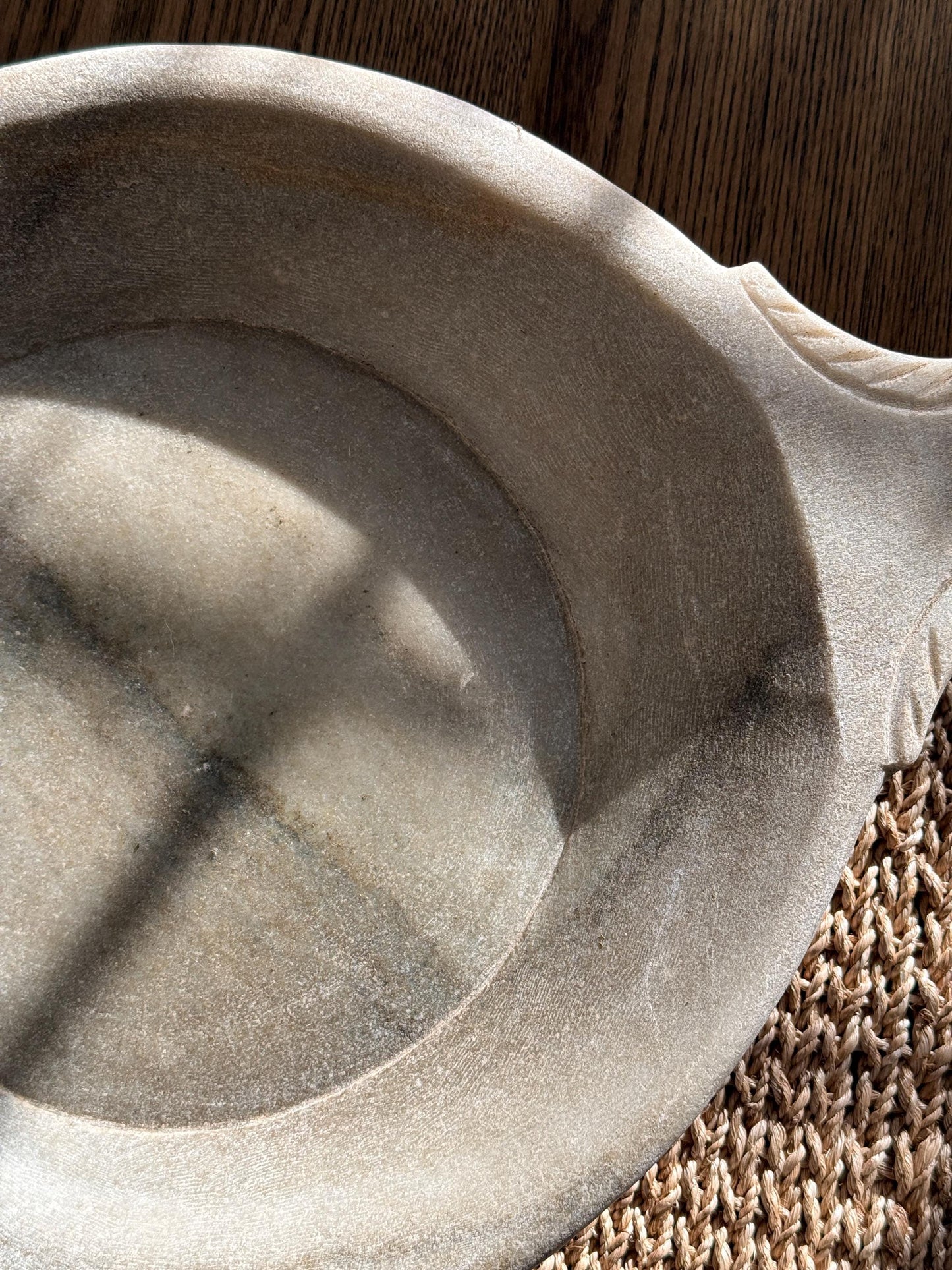 Large Antique Stone Parat Tray with Handle