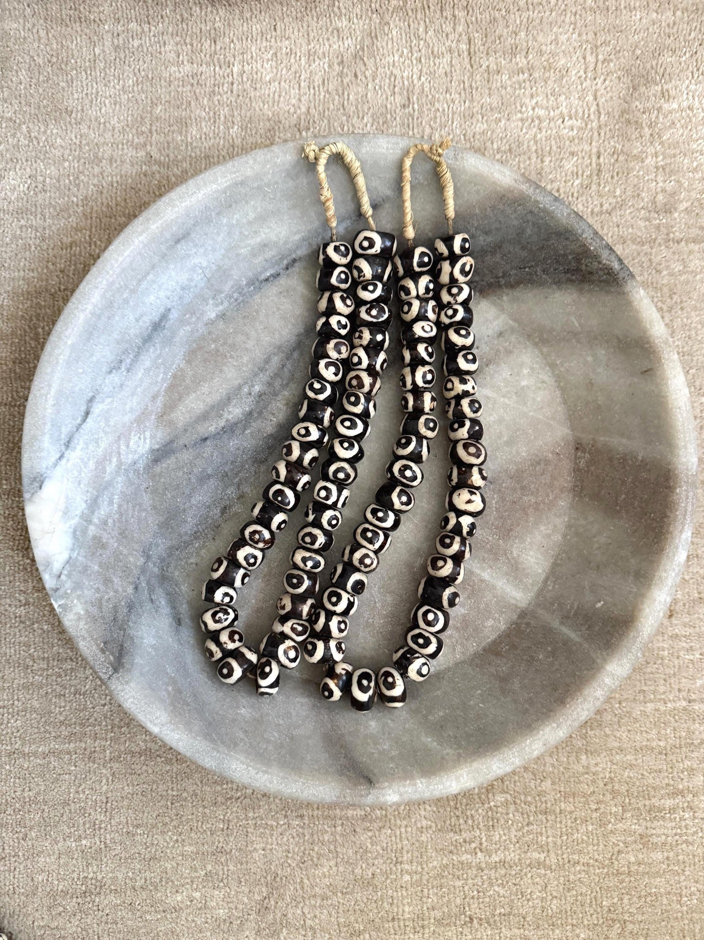 Vintage African Batik Bone Bead Strand