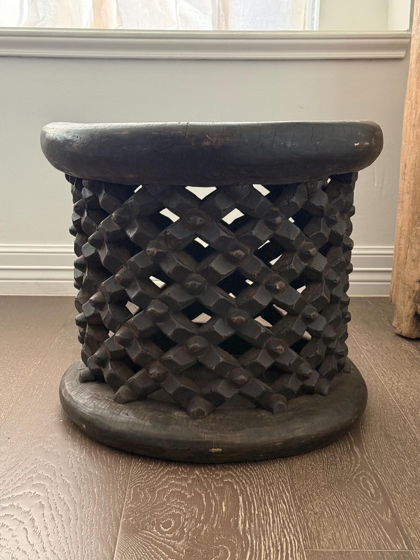 Large Round Vintage African Bamileke Table