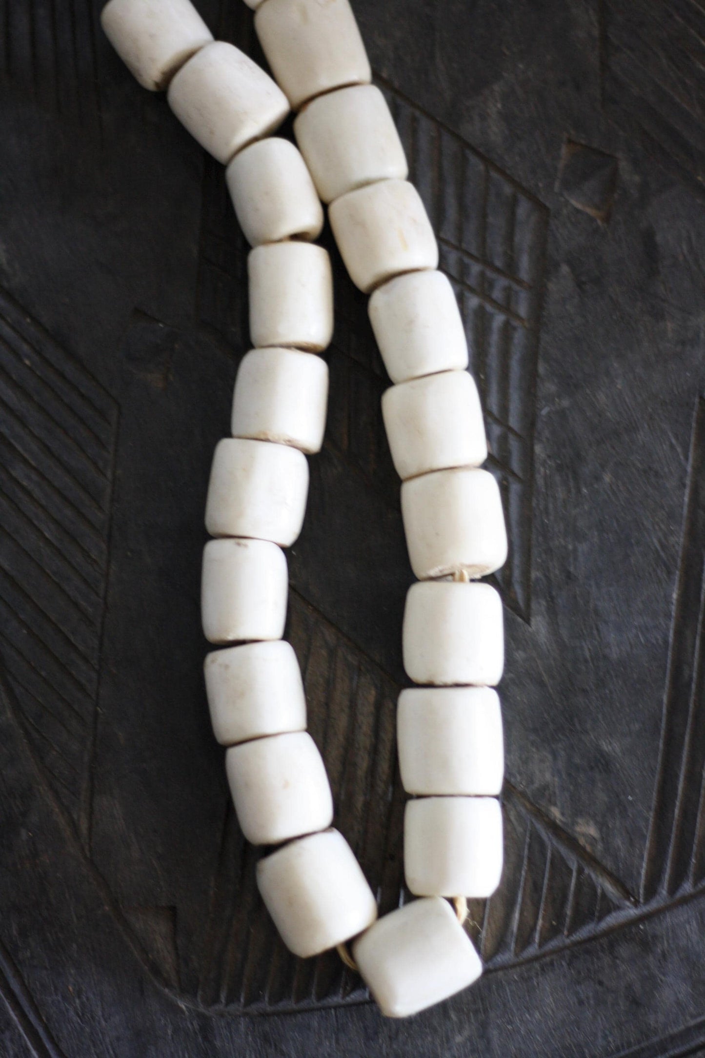 Vintage African Bead Strand Jumbo White Bone