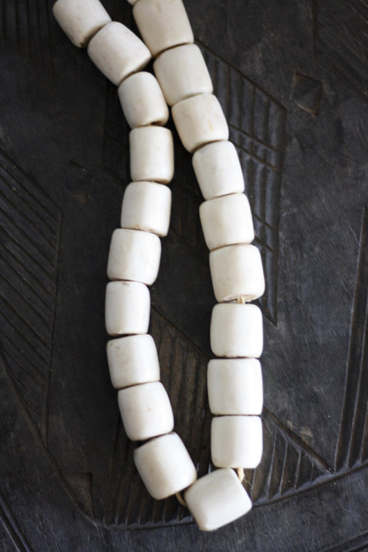 Vintage African Bead Strand Jumbo White Bone