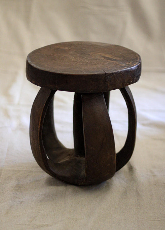 Vintage African Baga Stool: Round Accent Table