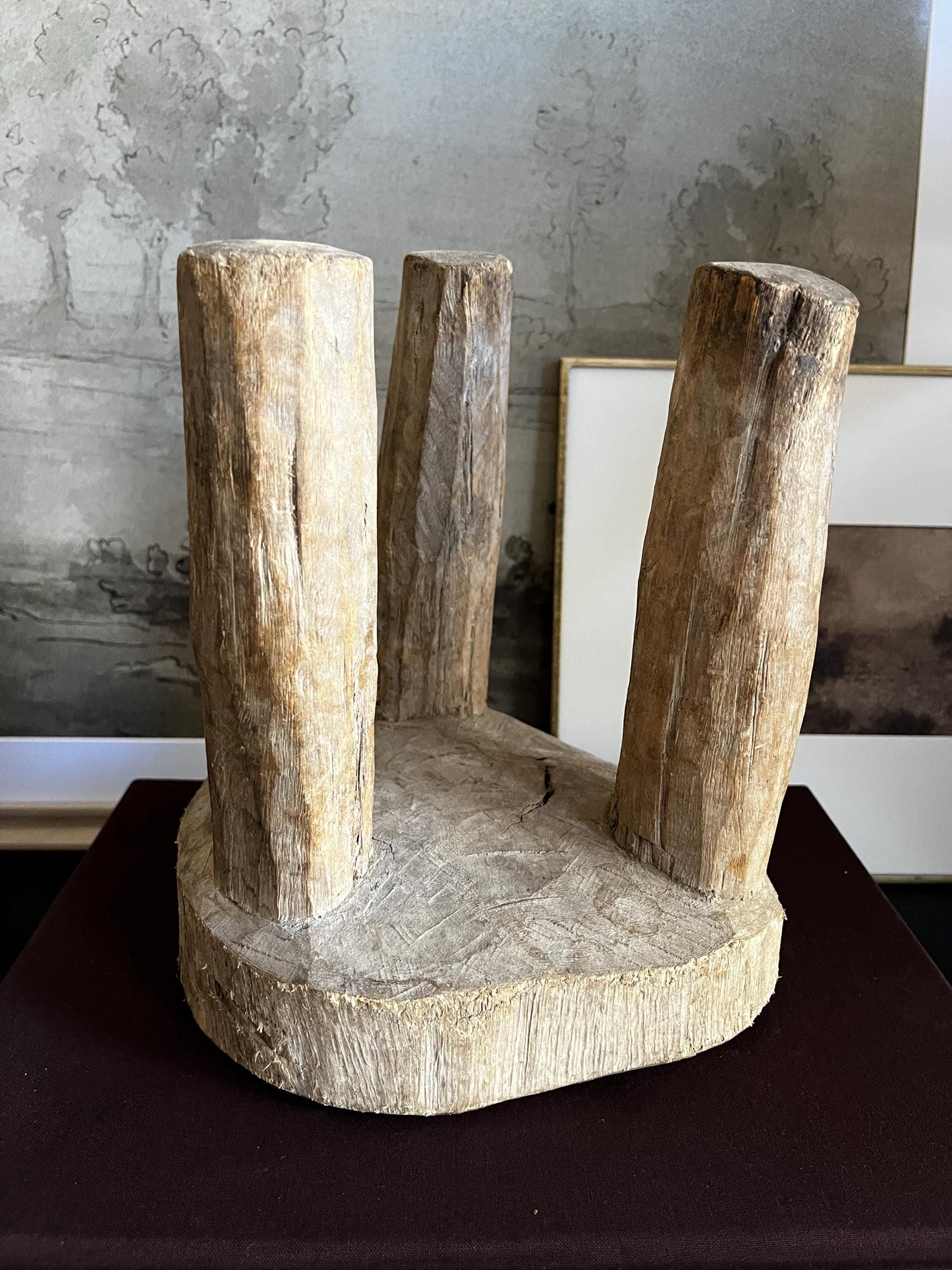 Round Vintage African Mini Senufo Stool