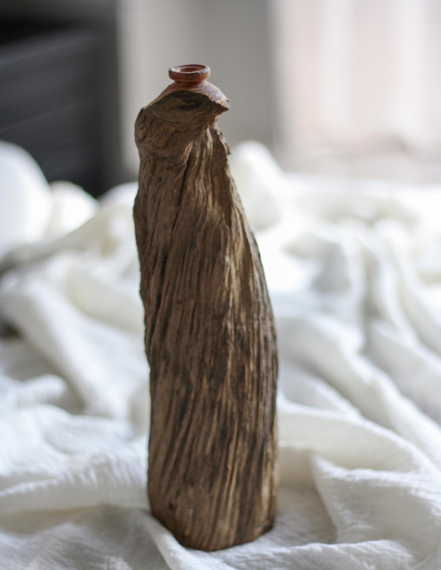 Vintage Carved Wood Cloud Vase
