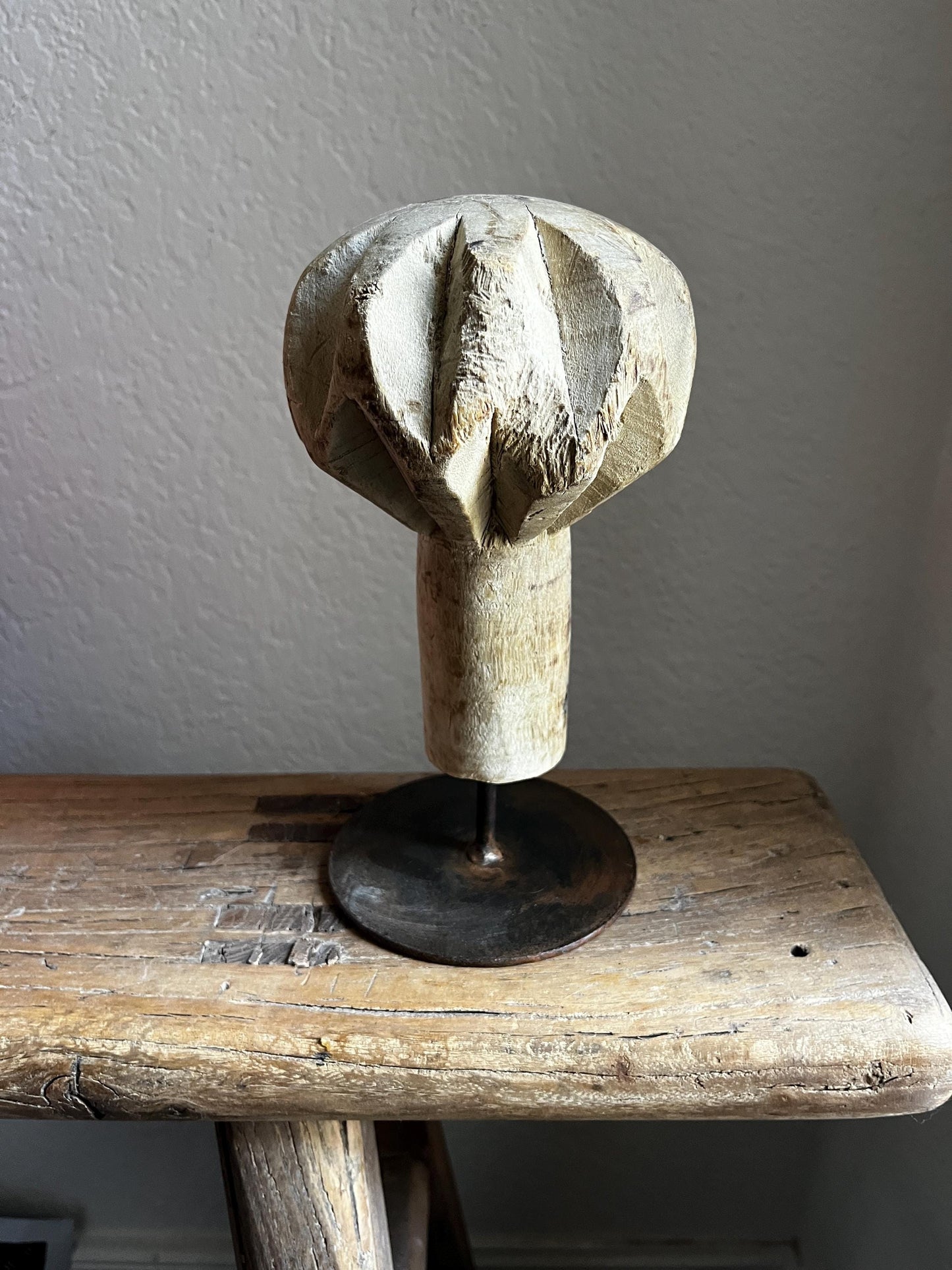 Vintage Wooden Spice Grinder on Stand