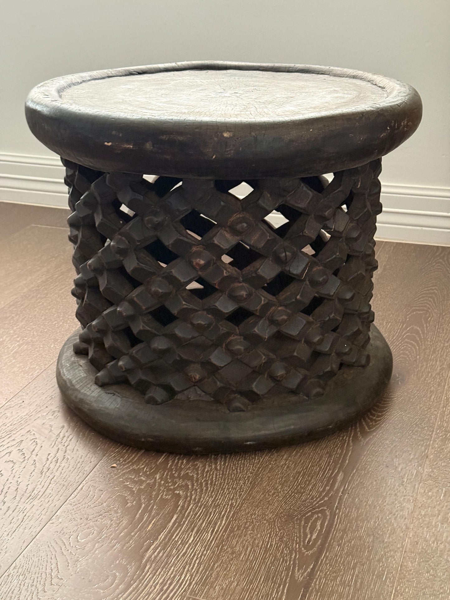 Large Round Vintage African Bamileke Table