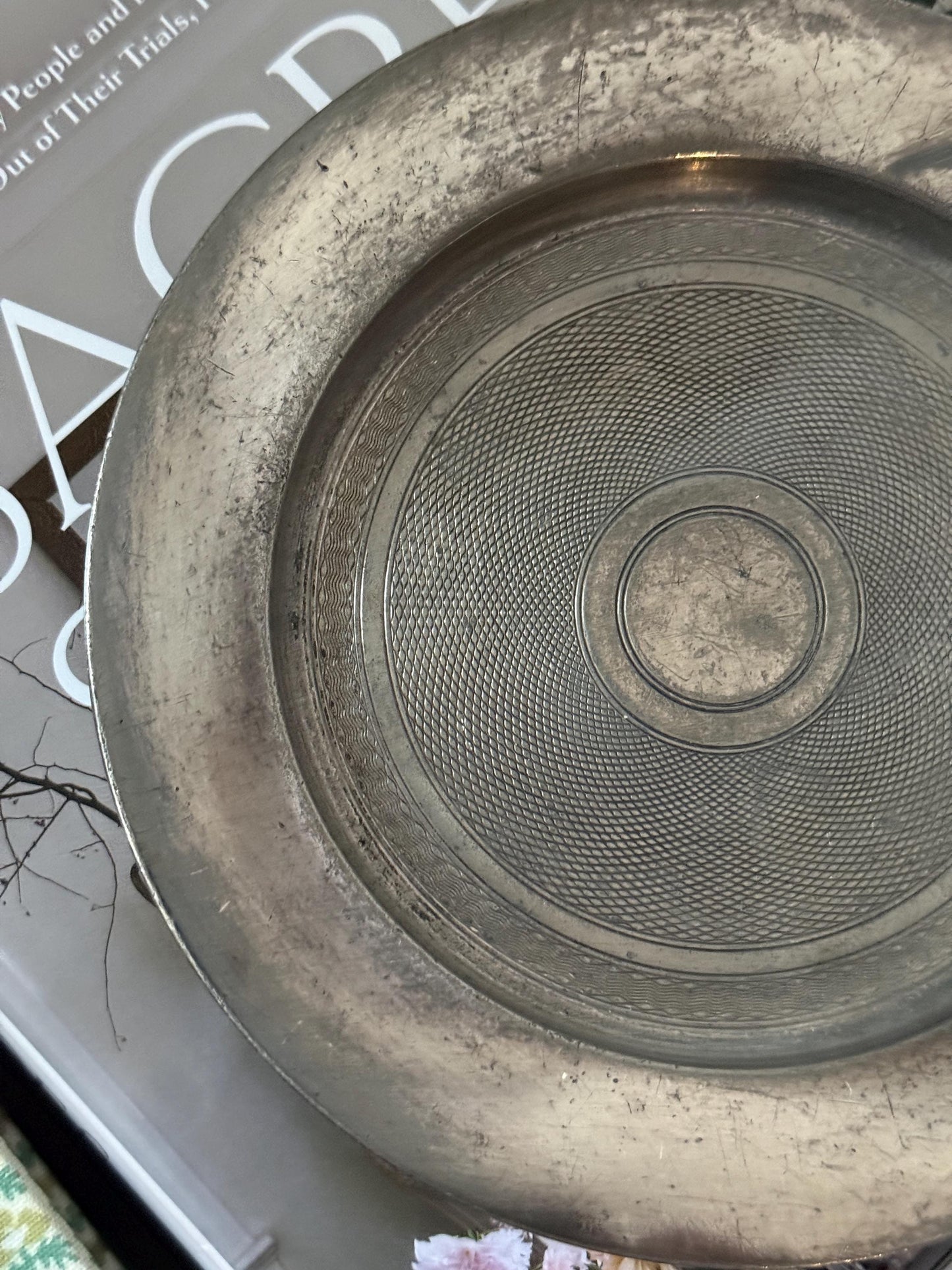 Vintage Silver Plate Round Tray