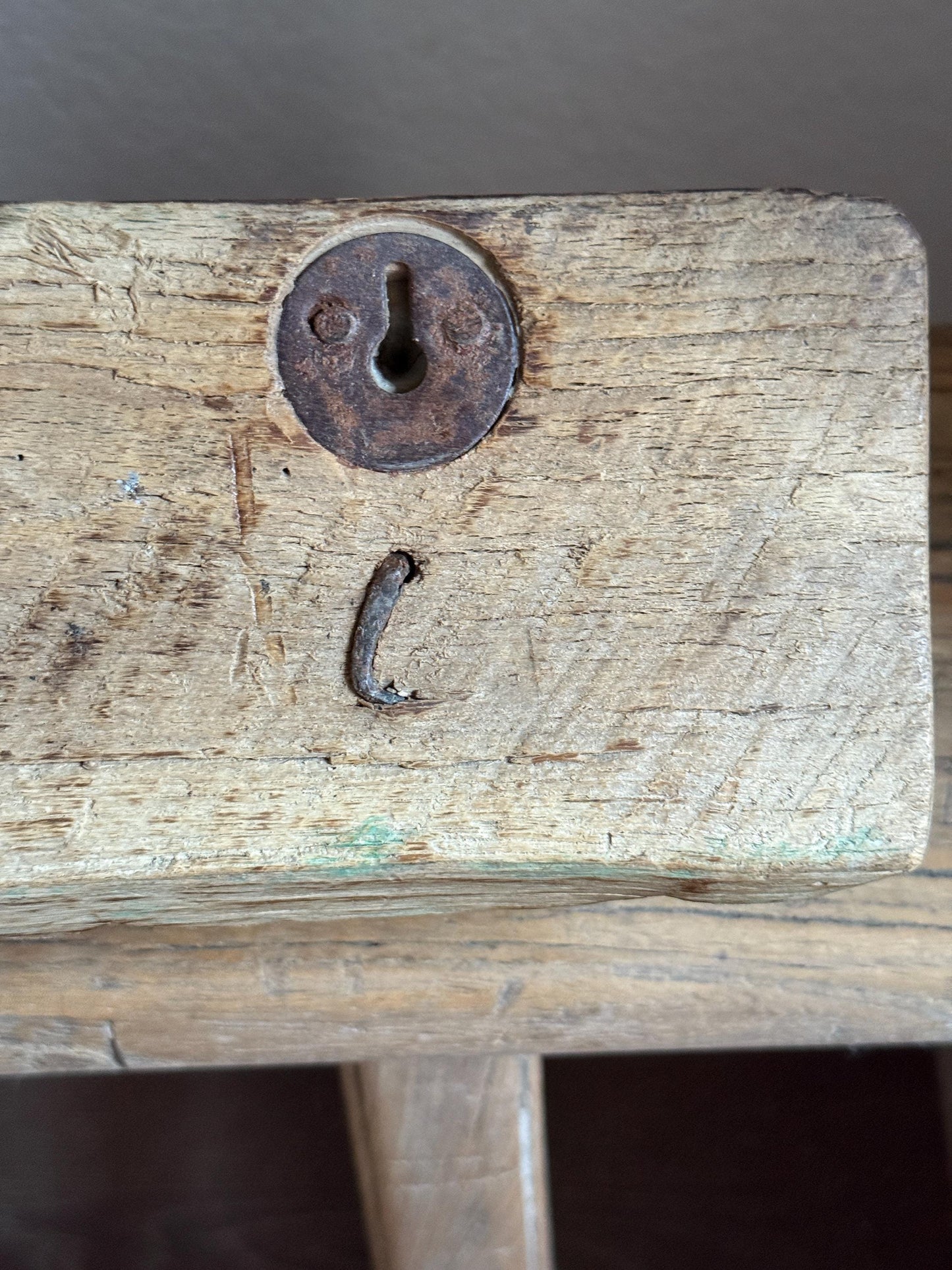 Vintage Wooden Carved Panel and Iron Wall Hook