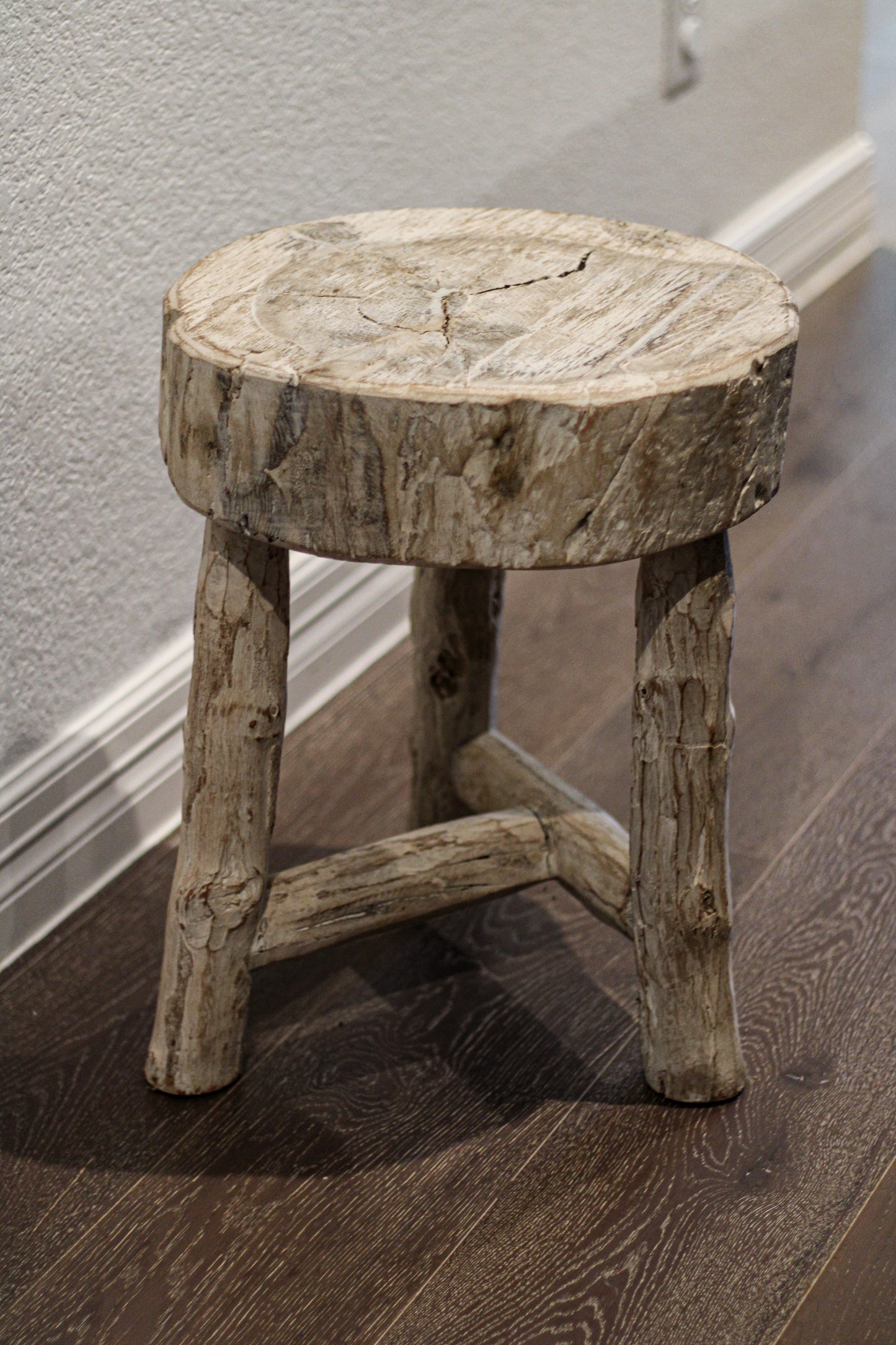 Bleached Teak Tripod Stool