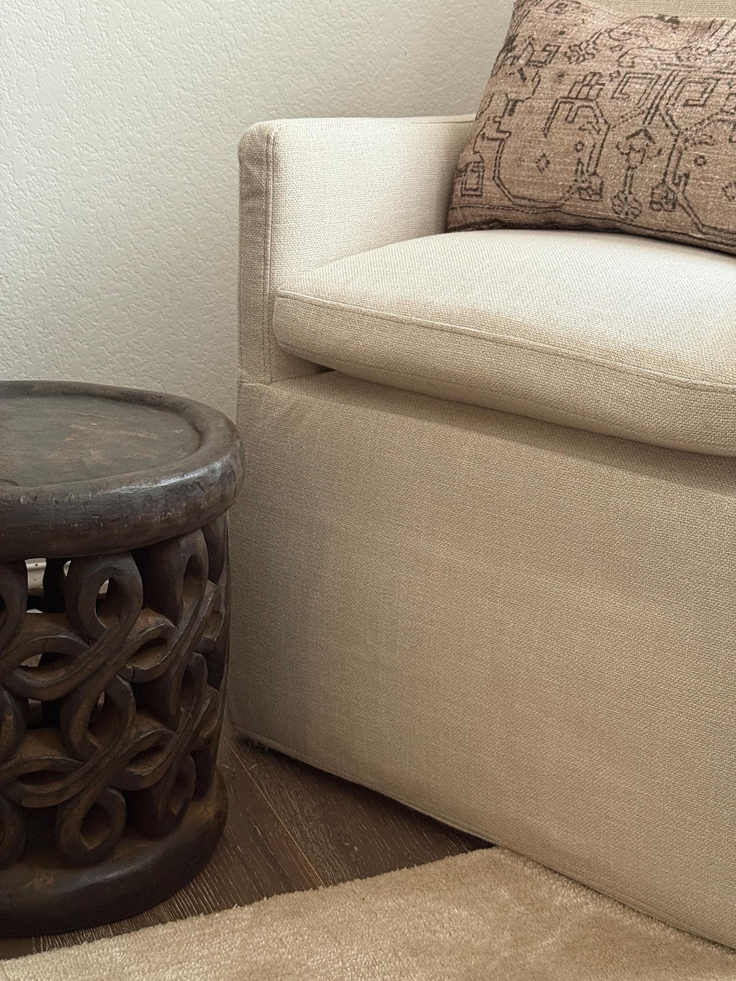 Vintage African Bamileke Side Table Rare Floral Design