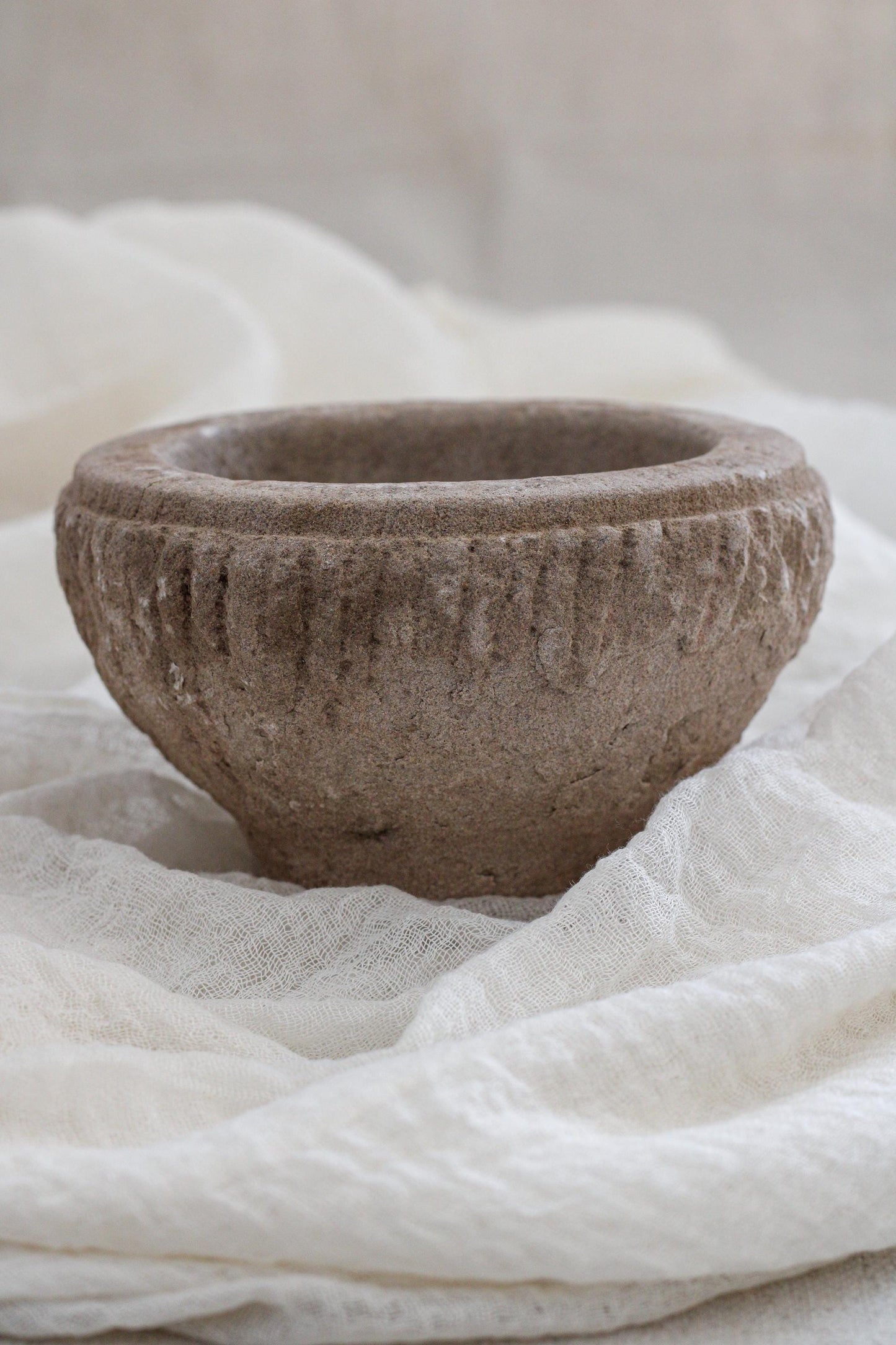 Vintage Carved Stone Mortar