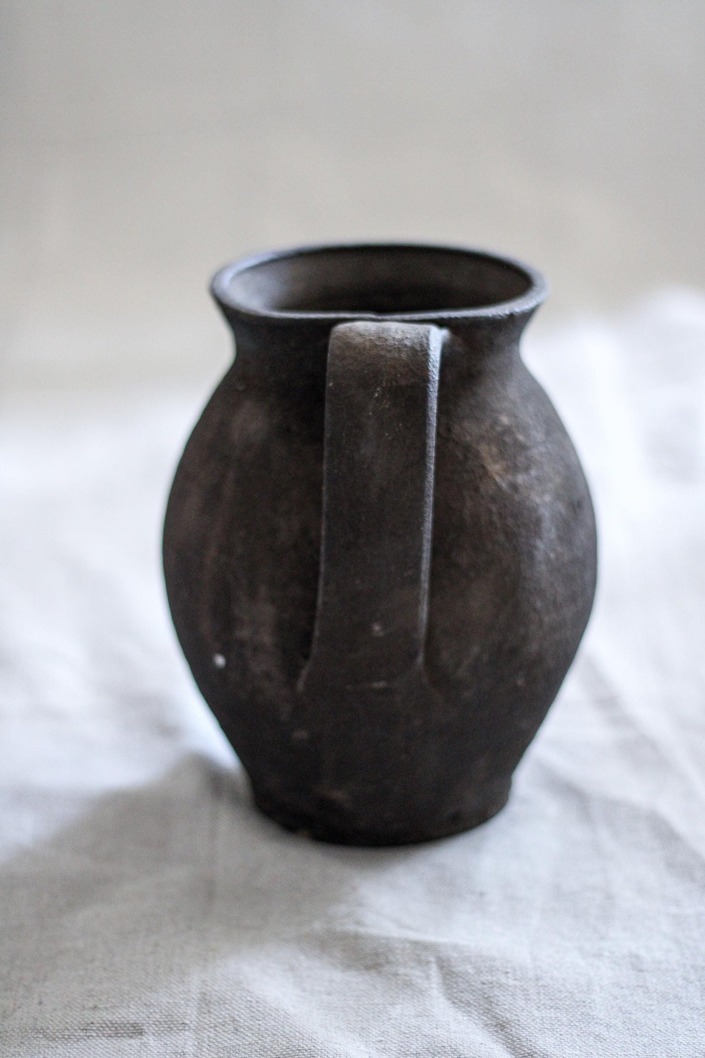 Antique Black Clay Folk Art Pottery