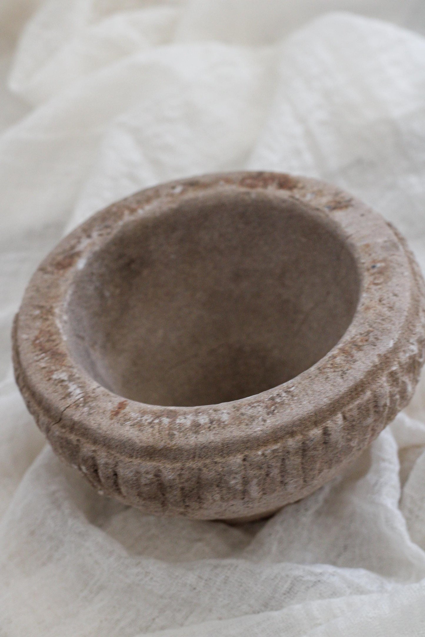 Vintage Carved Stone Mortar