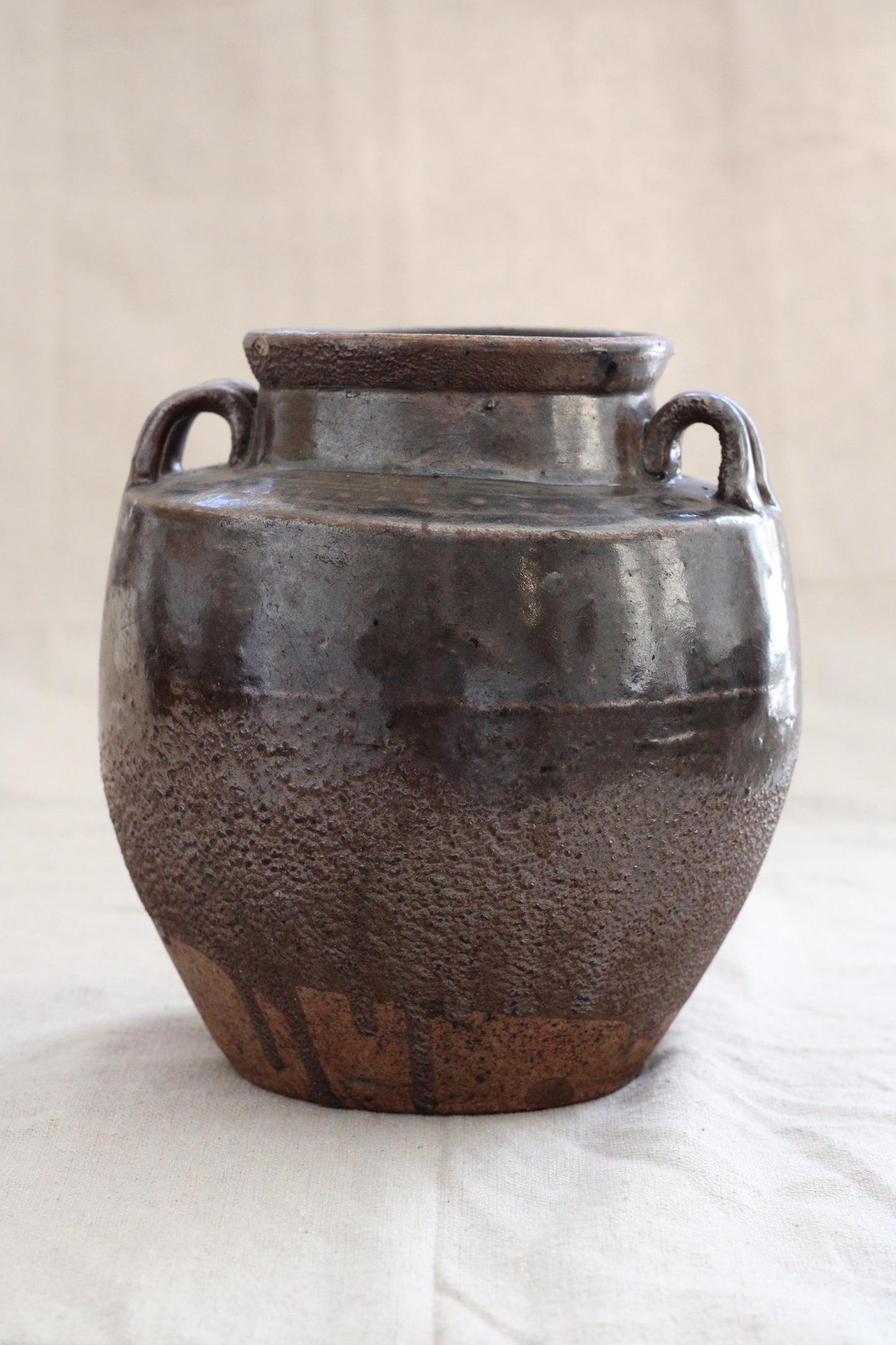 Vintage Glazed Four Handle Pot