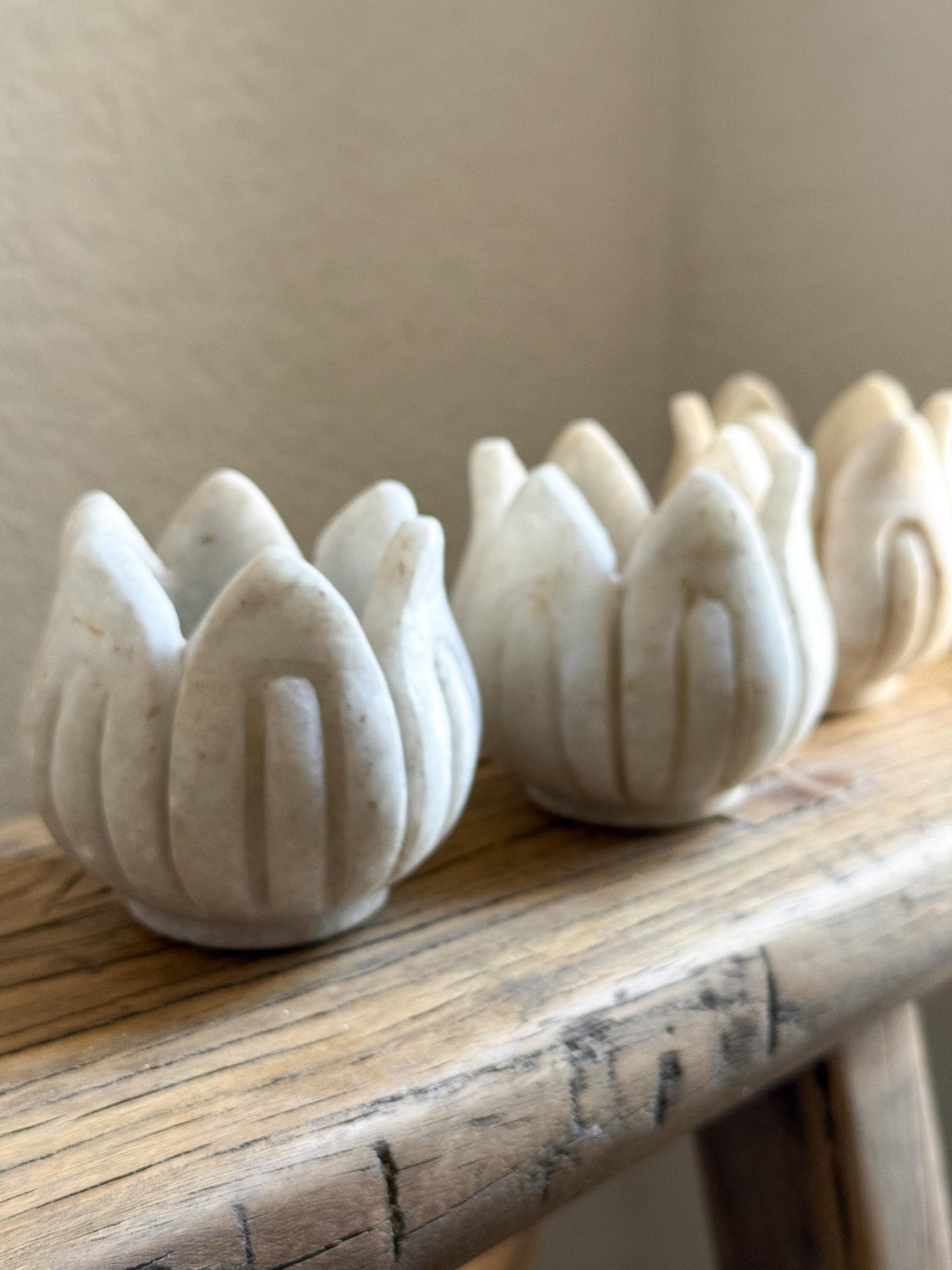 Small Marble Lotus Flower Candle Holder