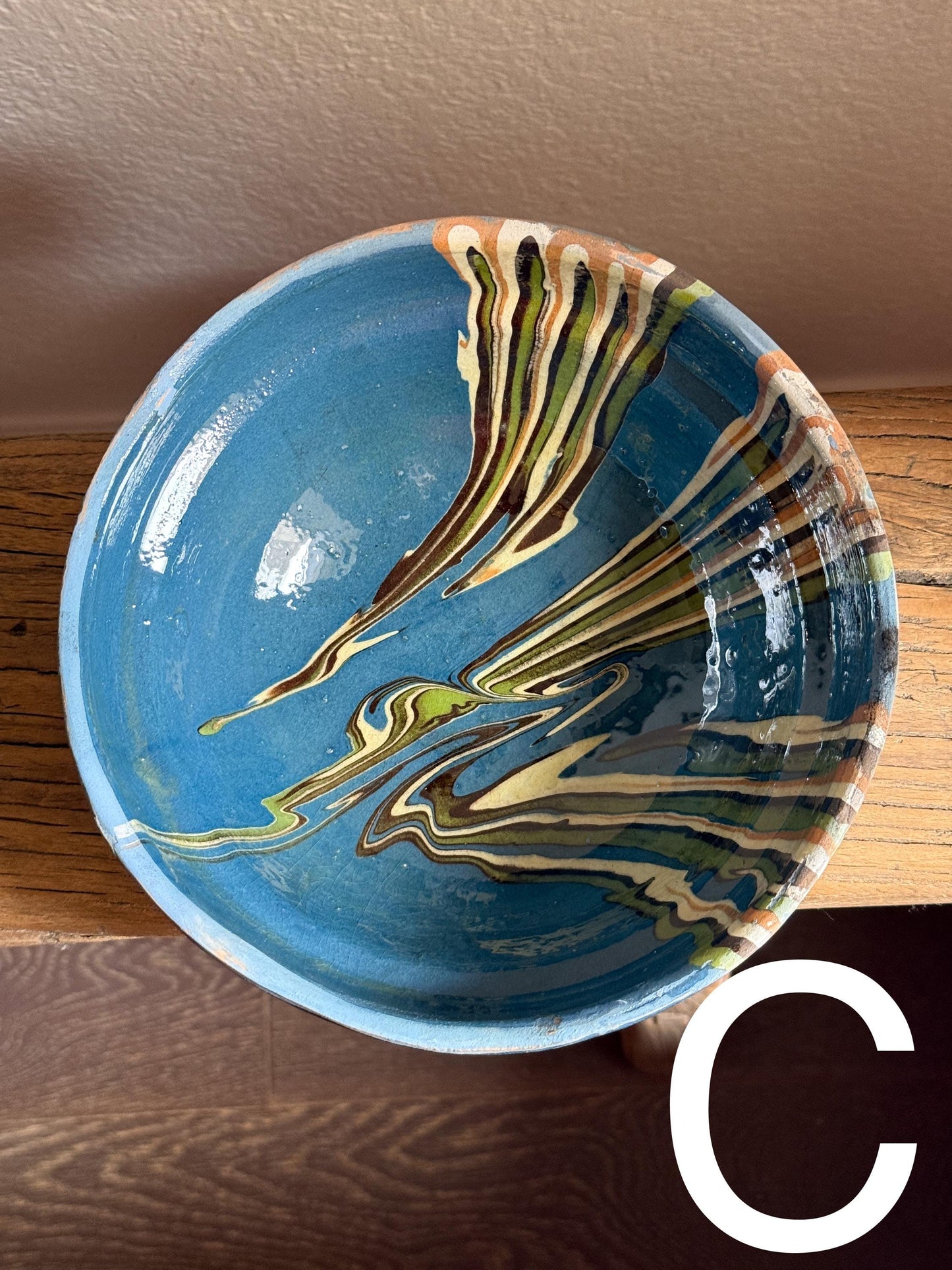 Marbleized Blue Glazed Bowl