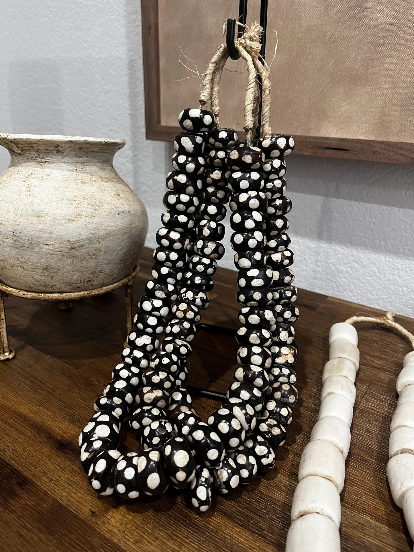 Vintage African Batik Bone Bead Strand